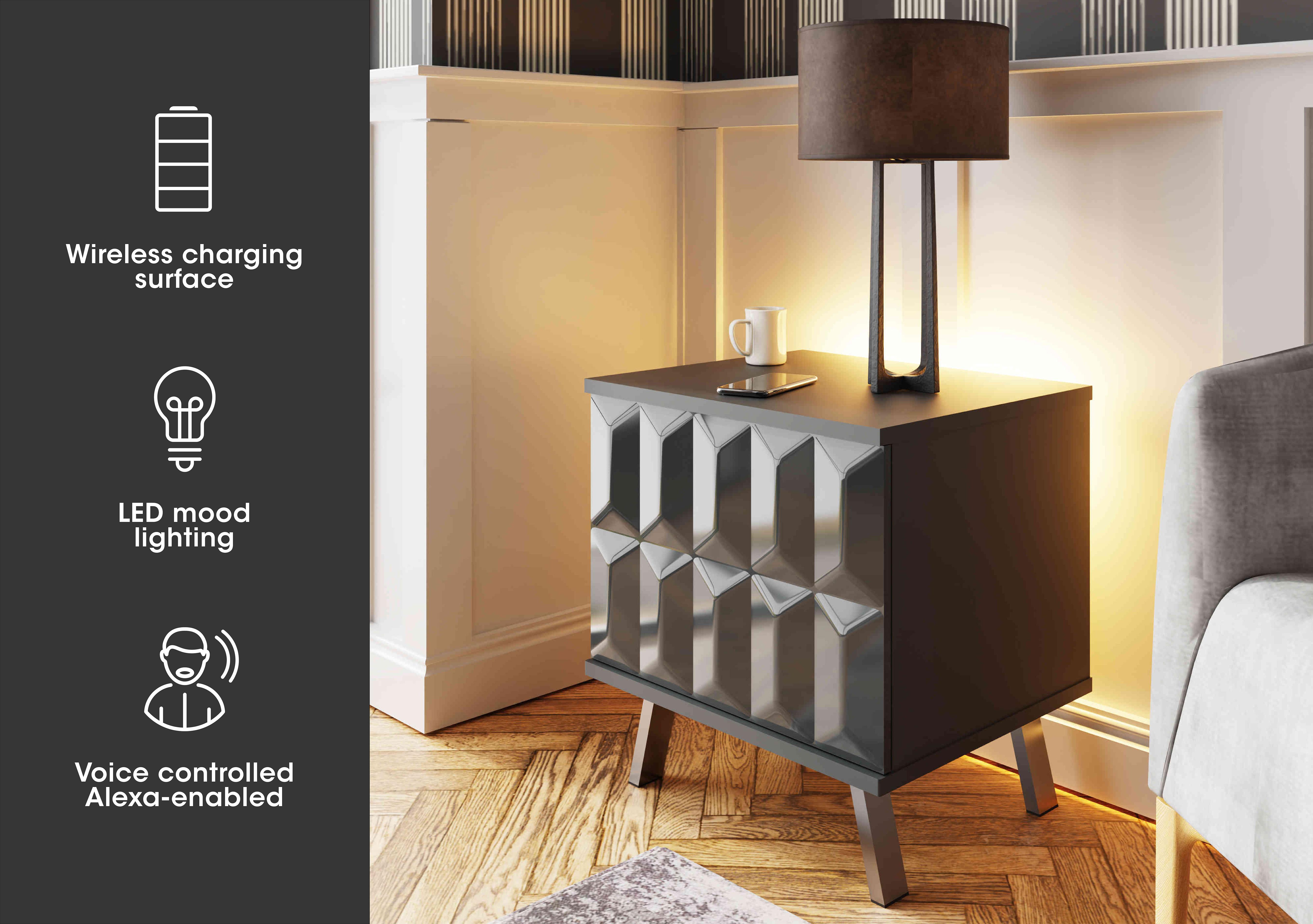 Alpha Lamp Table with SMART LED Lighting in  on Furniture Village