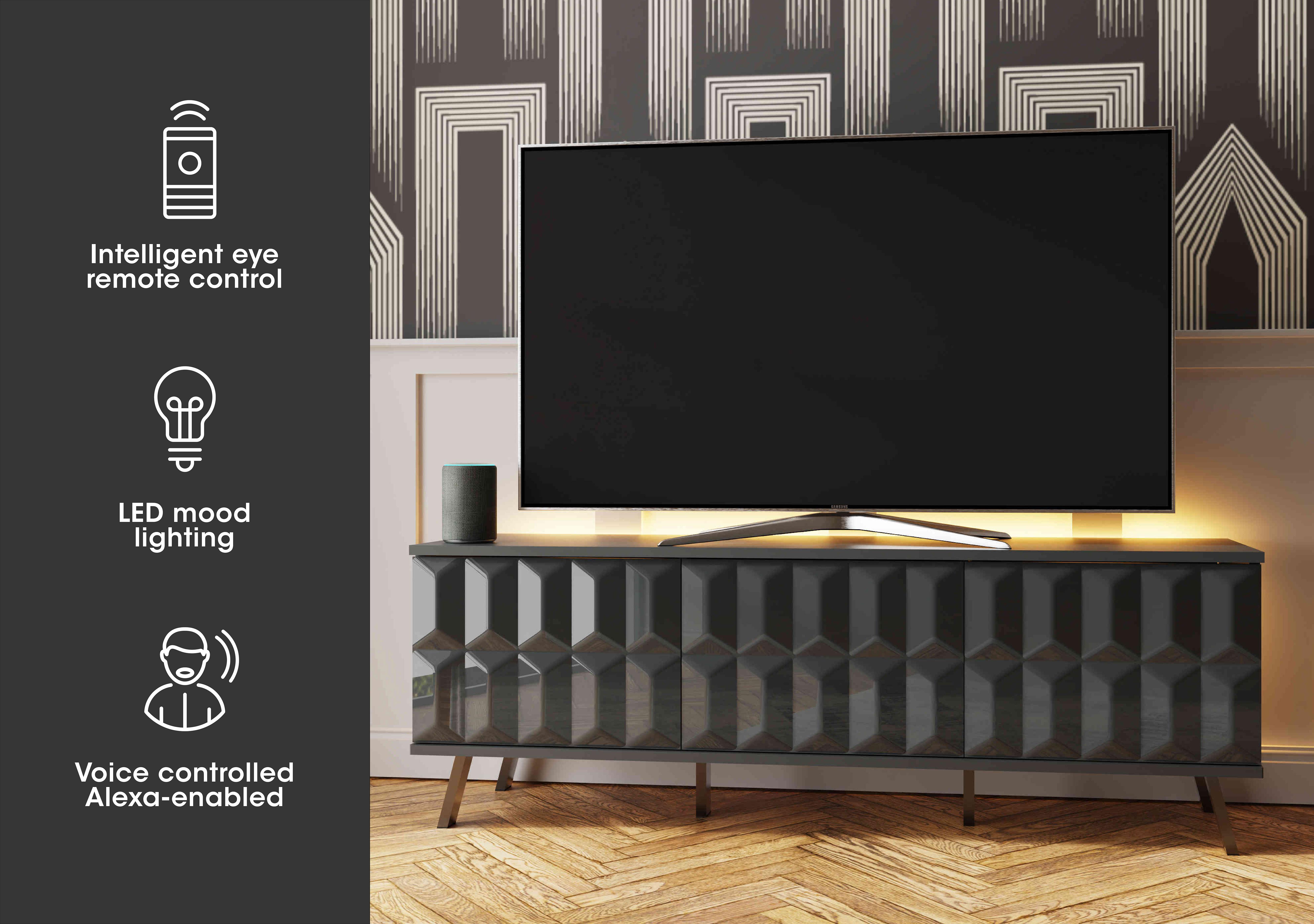 Alpha TV Unit with SMART LED Lighting in  on Furniture Village