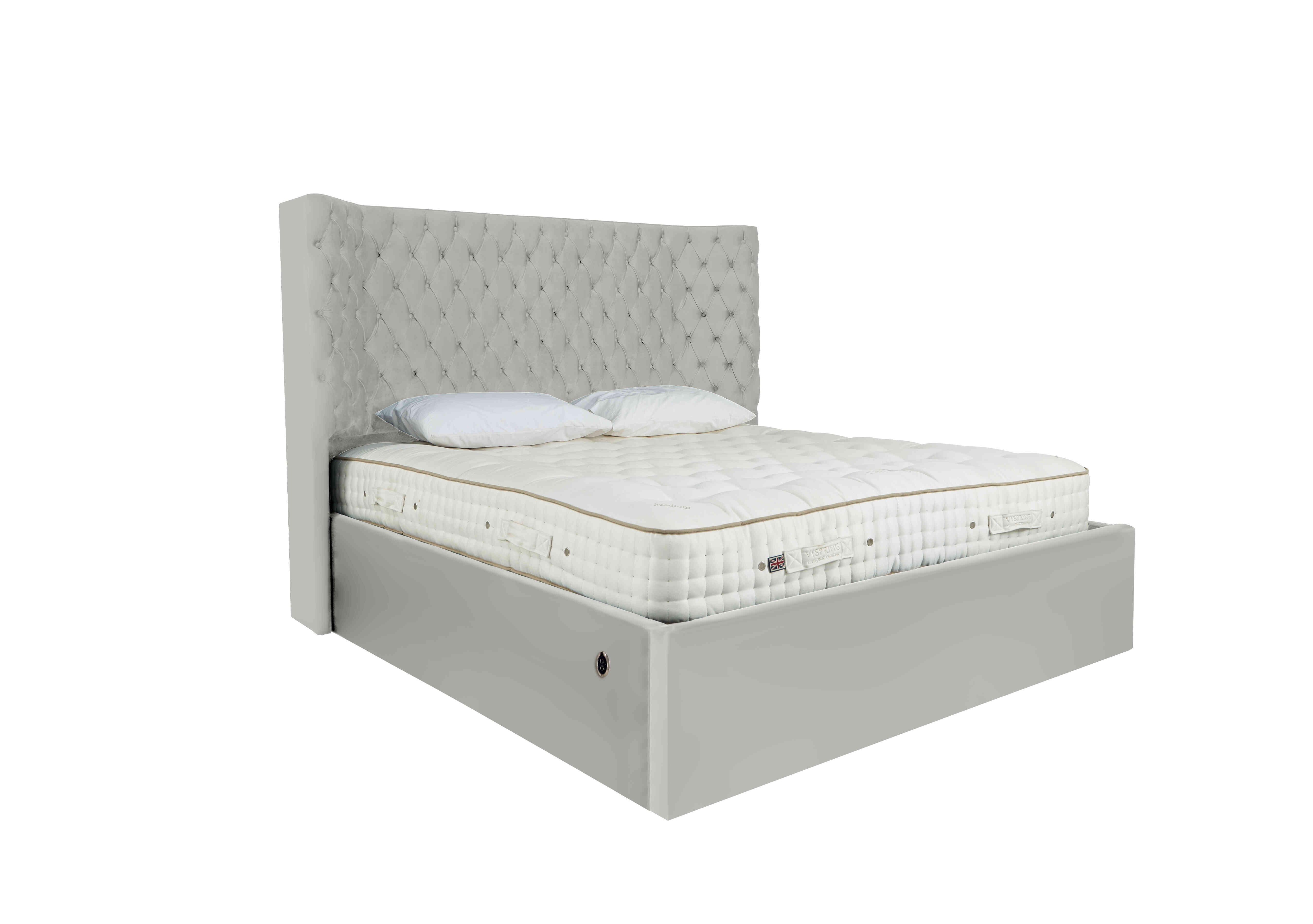 Maximus Electric Ottoman Bed Frame in Velvet Silver on Furniture Village