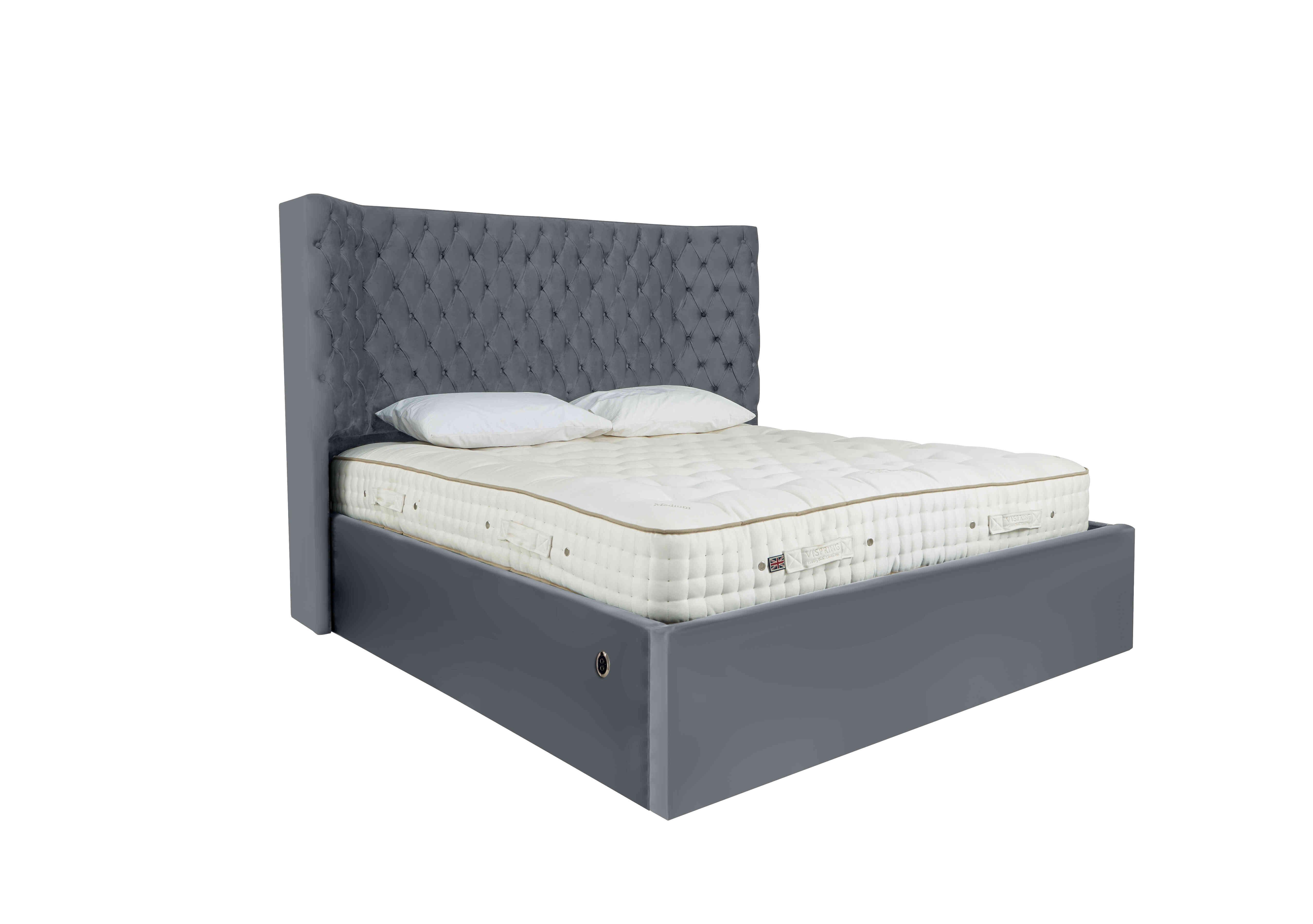 Maximus Electric Ottoman Bed Frame in Velvet Steel on Furniture Village