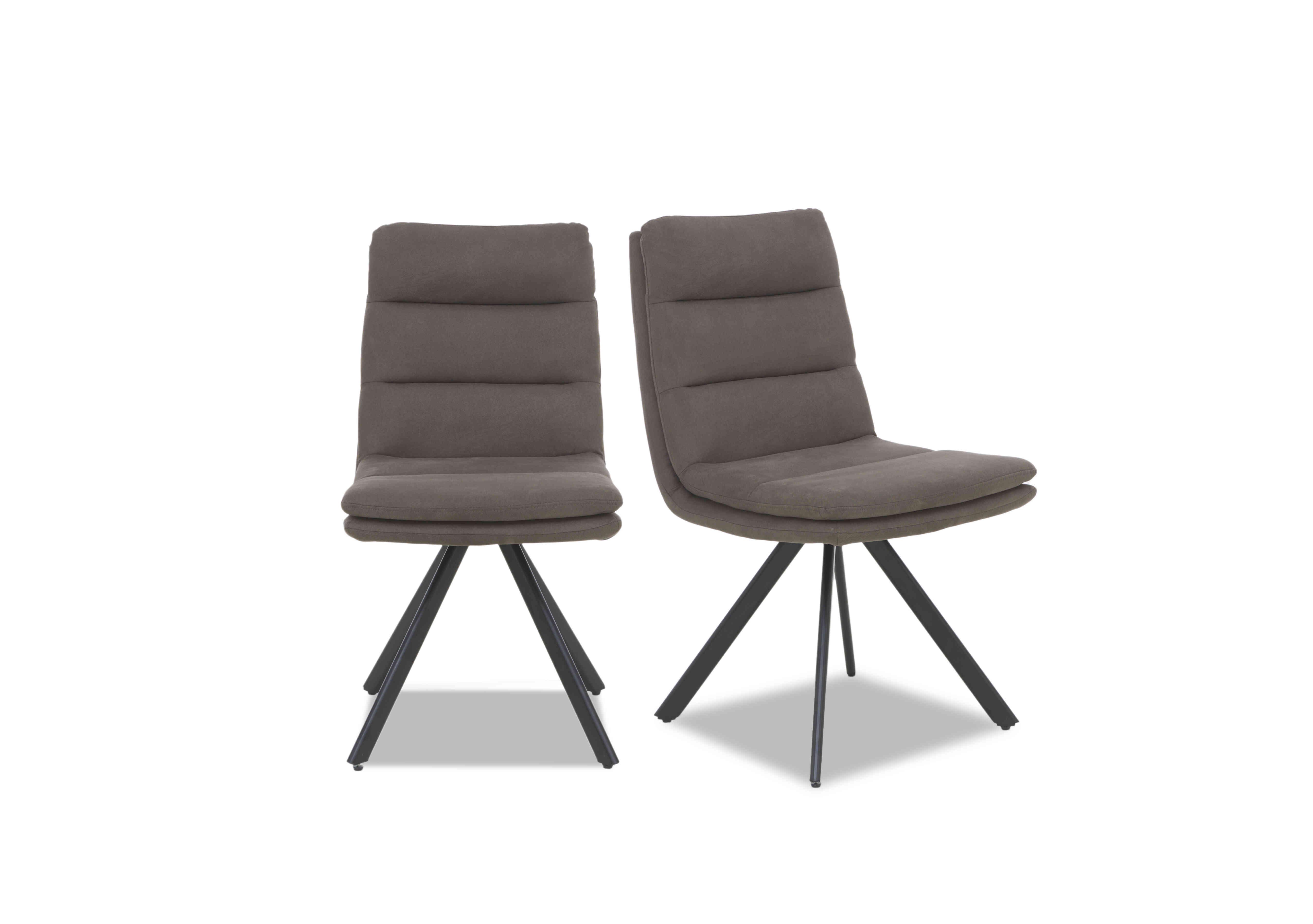 Njord Pair of Fabric Swivel Dining Chairs in Anthracite on Furniture Village
