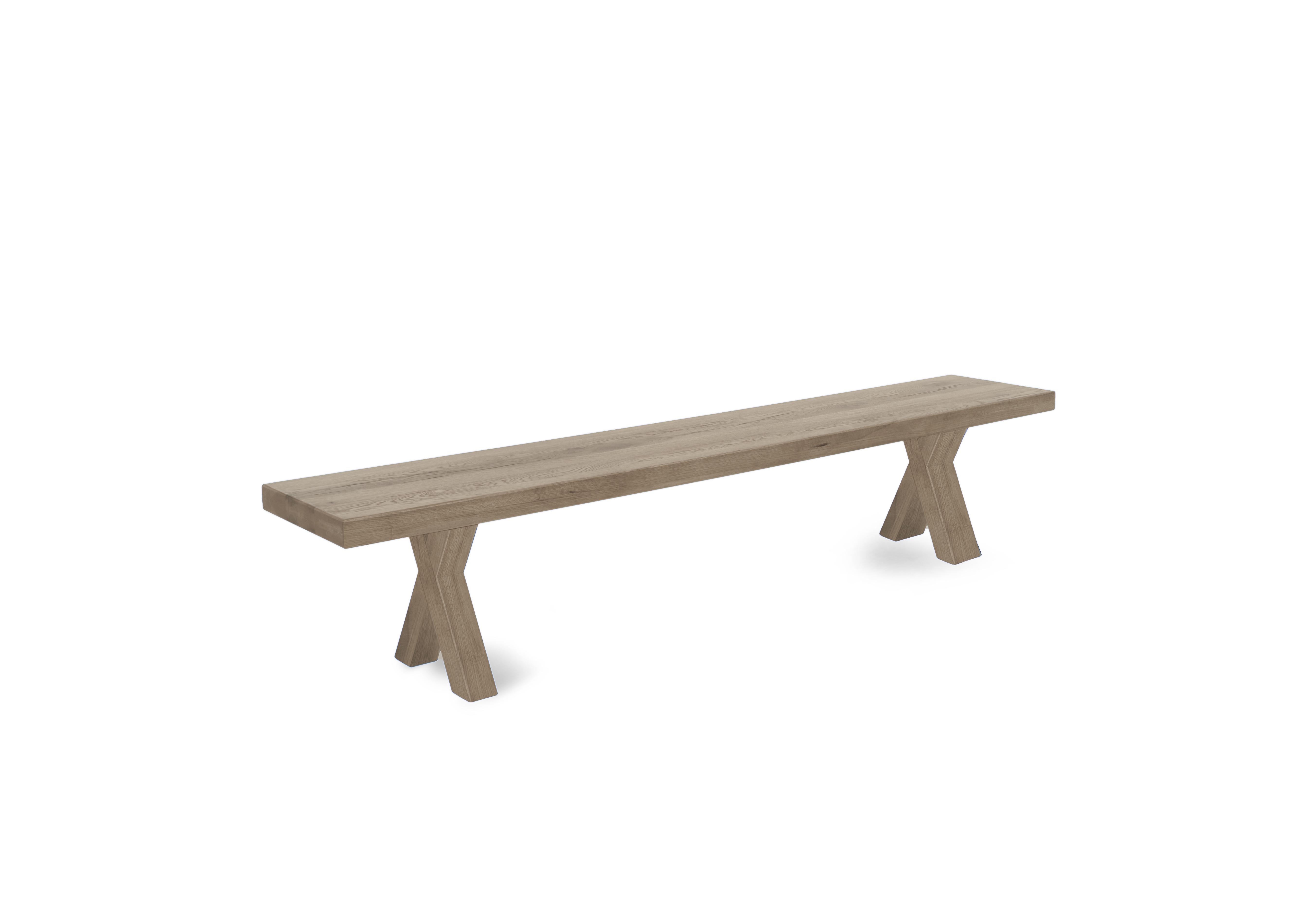Njord Dining Bench with Wood X-Shaped Legs in Vintage Grey on Furniture Village