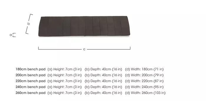 Bench pad 180cm sale