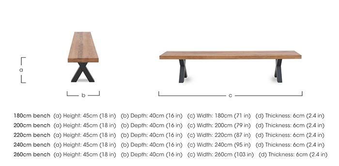 Njord Dining Bench with Metal X-Shaped Legs in  on Furniture Village