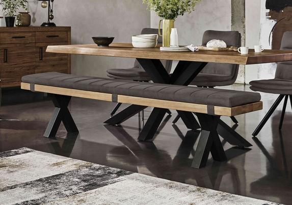 Njord Dining Bench with Metal X-Shaped Legs Bodahl Furniture