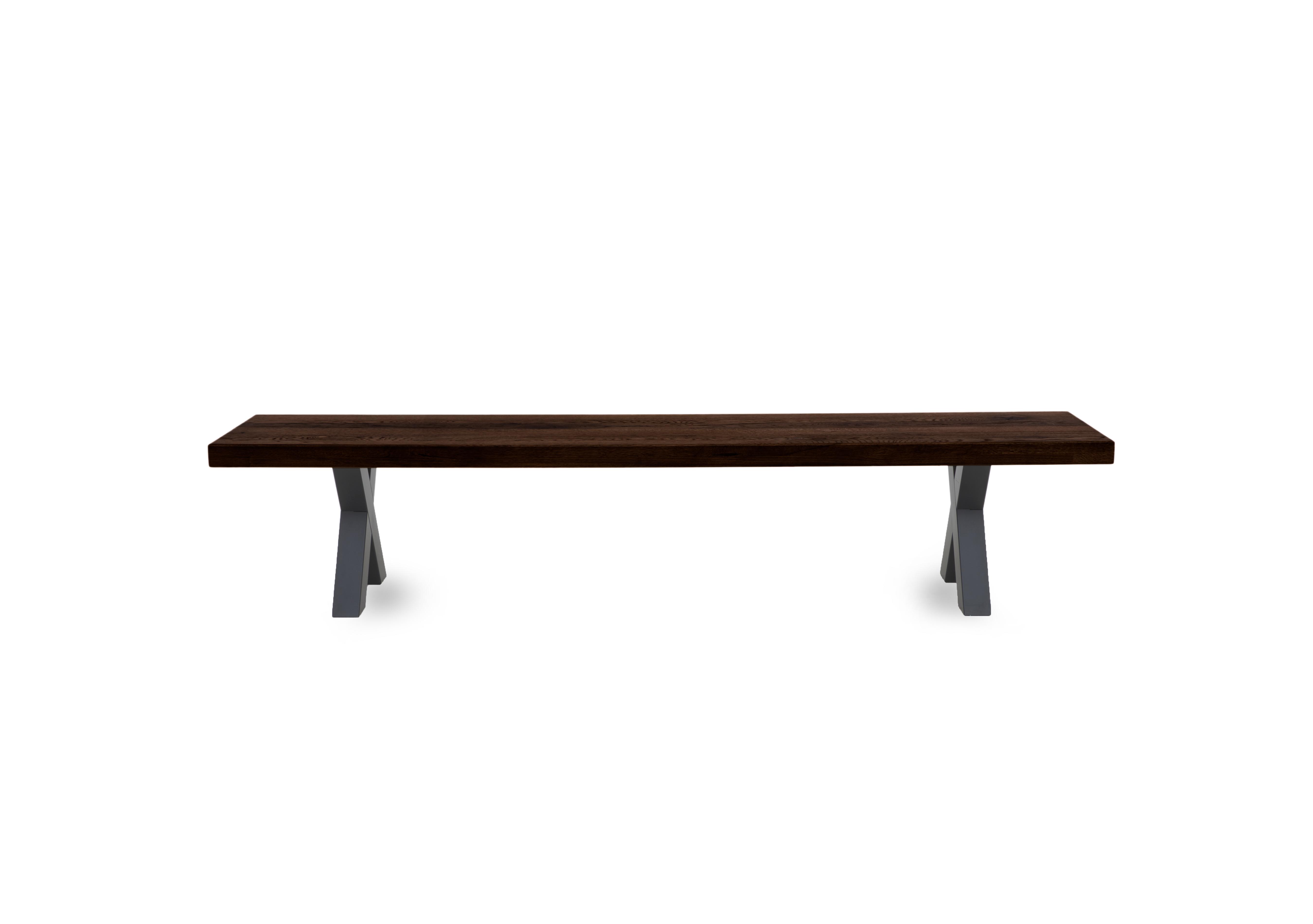 Njord Dining Bench with Metal X-Shaped Legs in Smoked on Furniture Village