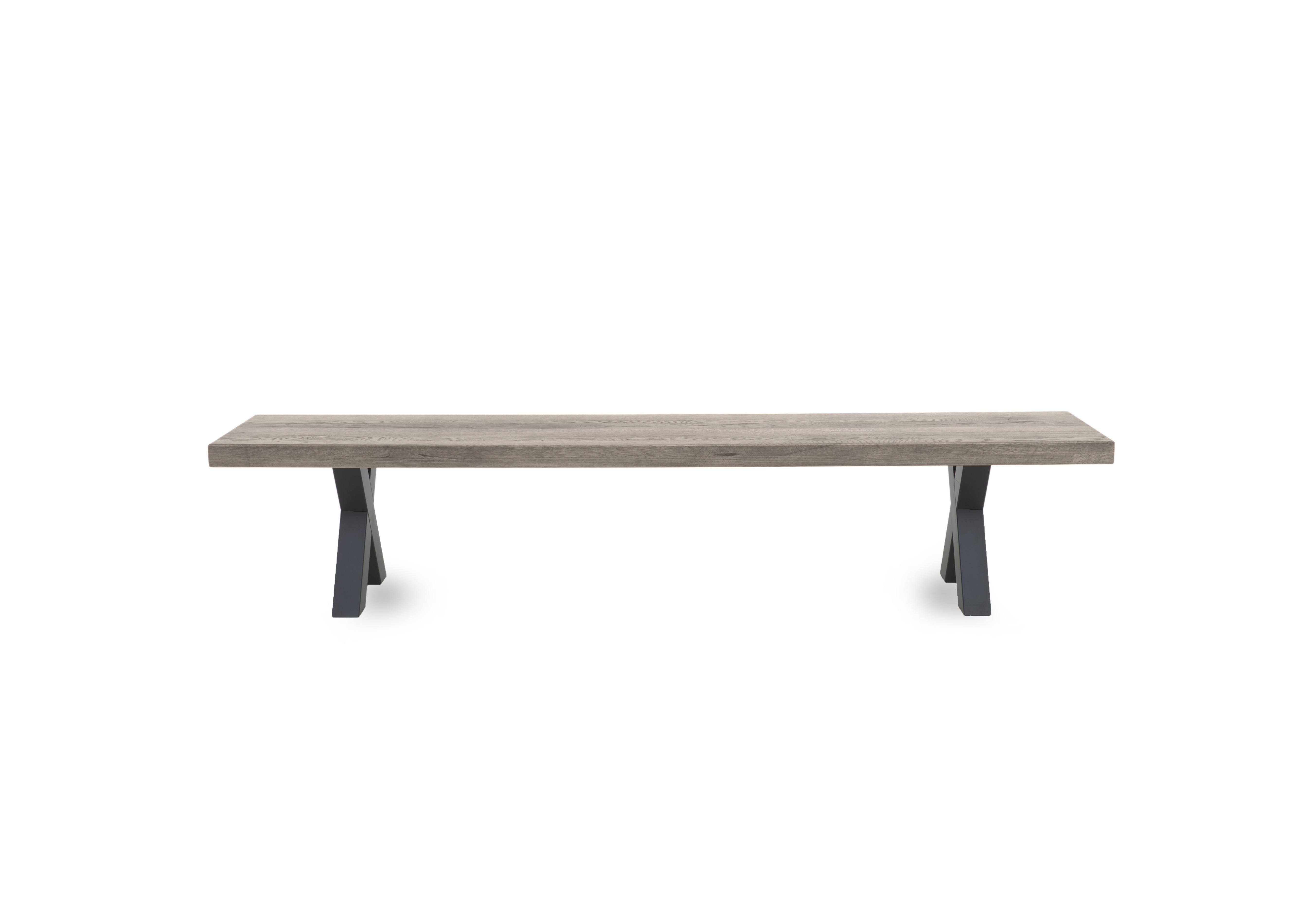Njord Dining Bench with Metal X-Shaped Legs in White Washed on Furniture Village