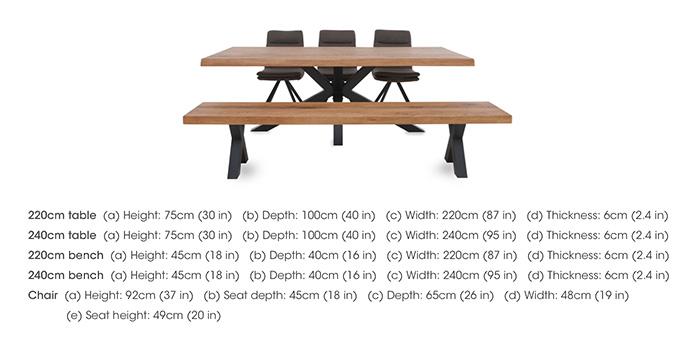 Njord Raw Edge Dining Table with Metal Star Base, Dining Bench and 3 Dining Chairs in  on Furniture Village