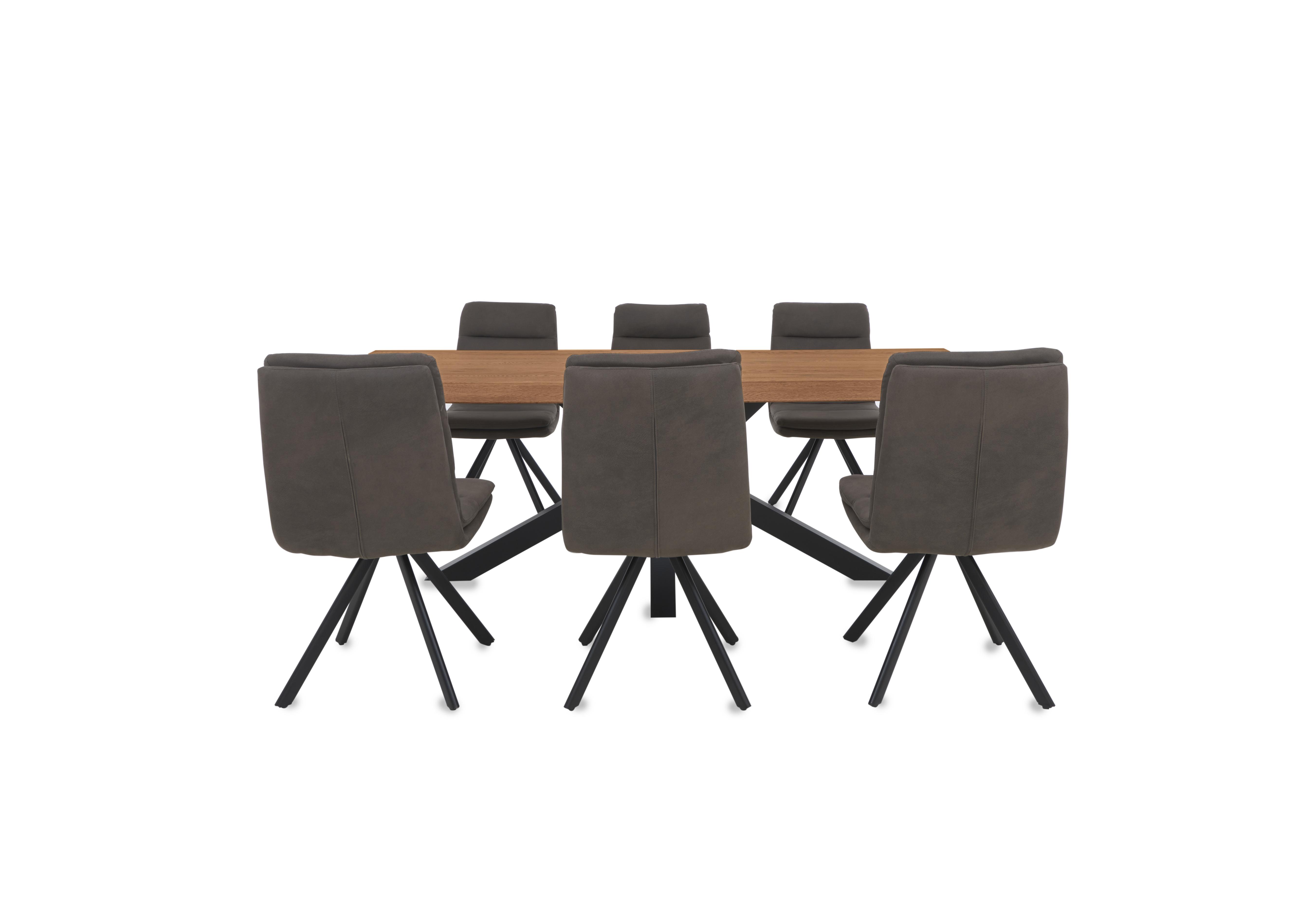 Njord Raw Edge Dining Table with Metal Star Base and 6 Dining Chairs in Oiled on Furniture Village