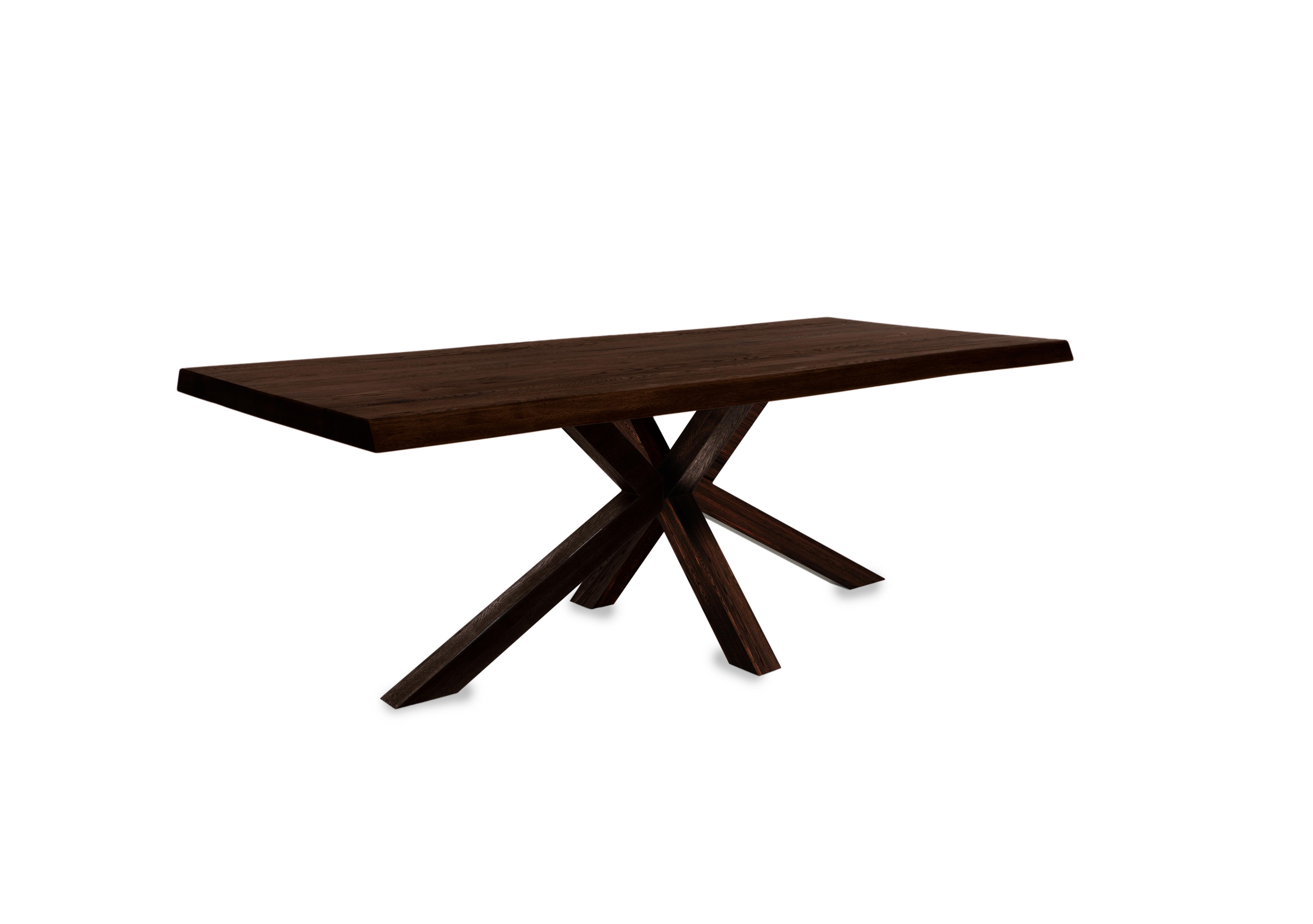 Njord Raw Edge Dining Table with Wood Star Base in 02 Smoked on Furniture Village