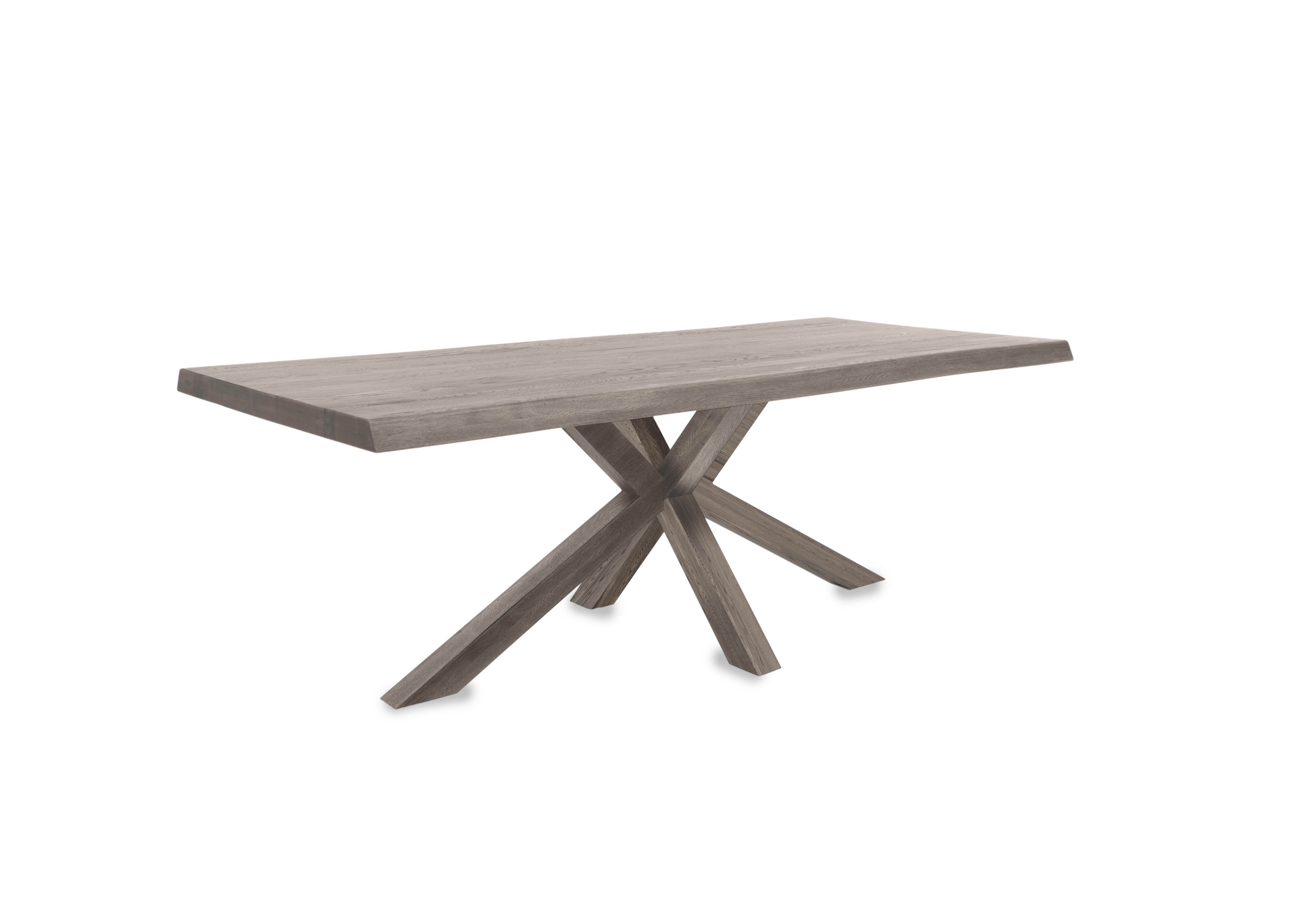 Njord Raw Edge Dining Table with Wood Star Base in White Washed on Furniture Village