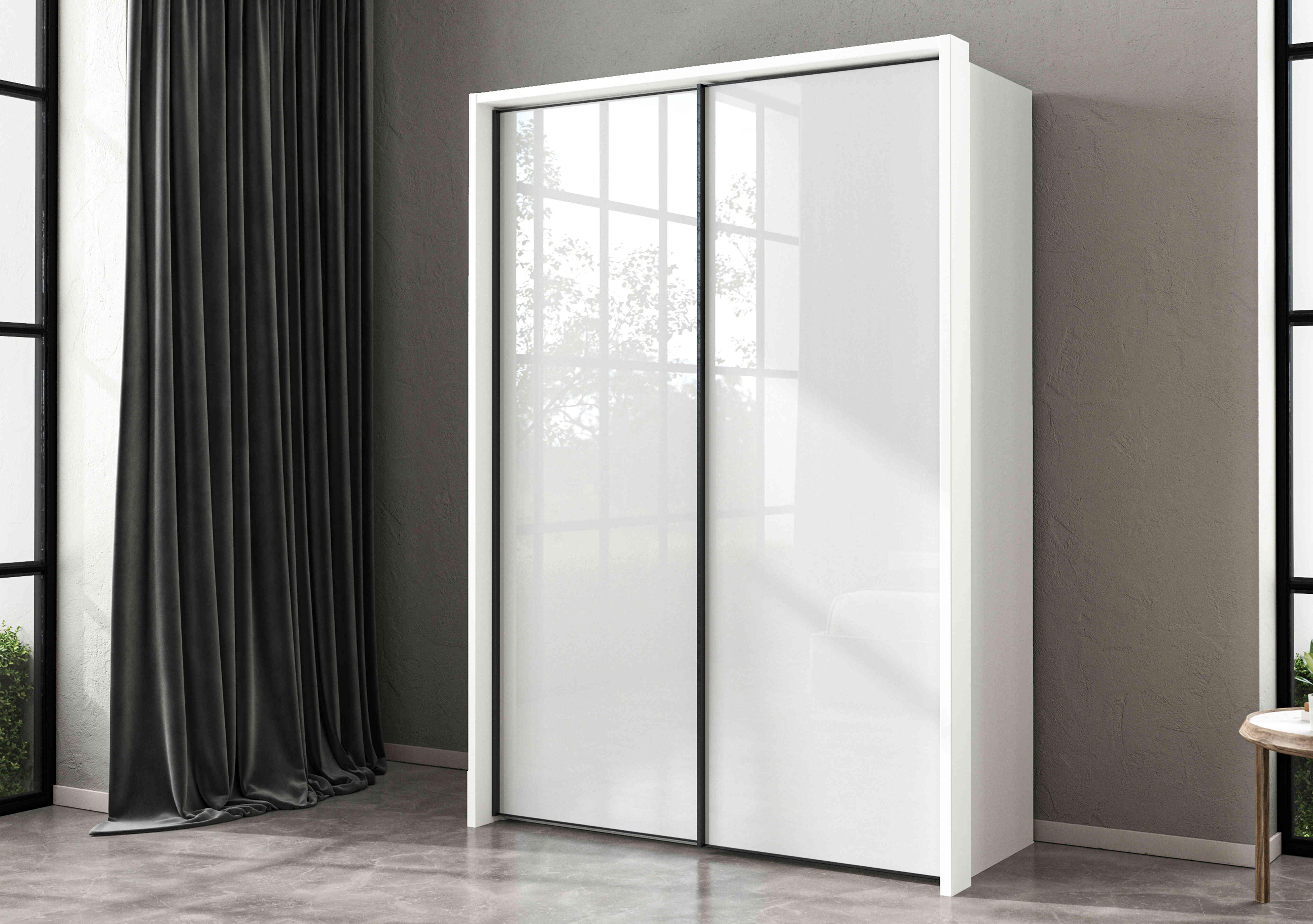 Dallas 160cm 2 Door Sliding Glass Wardrobe in  on Furniture Village