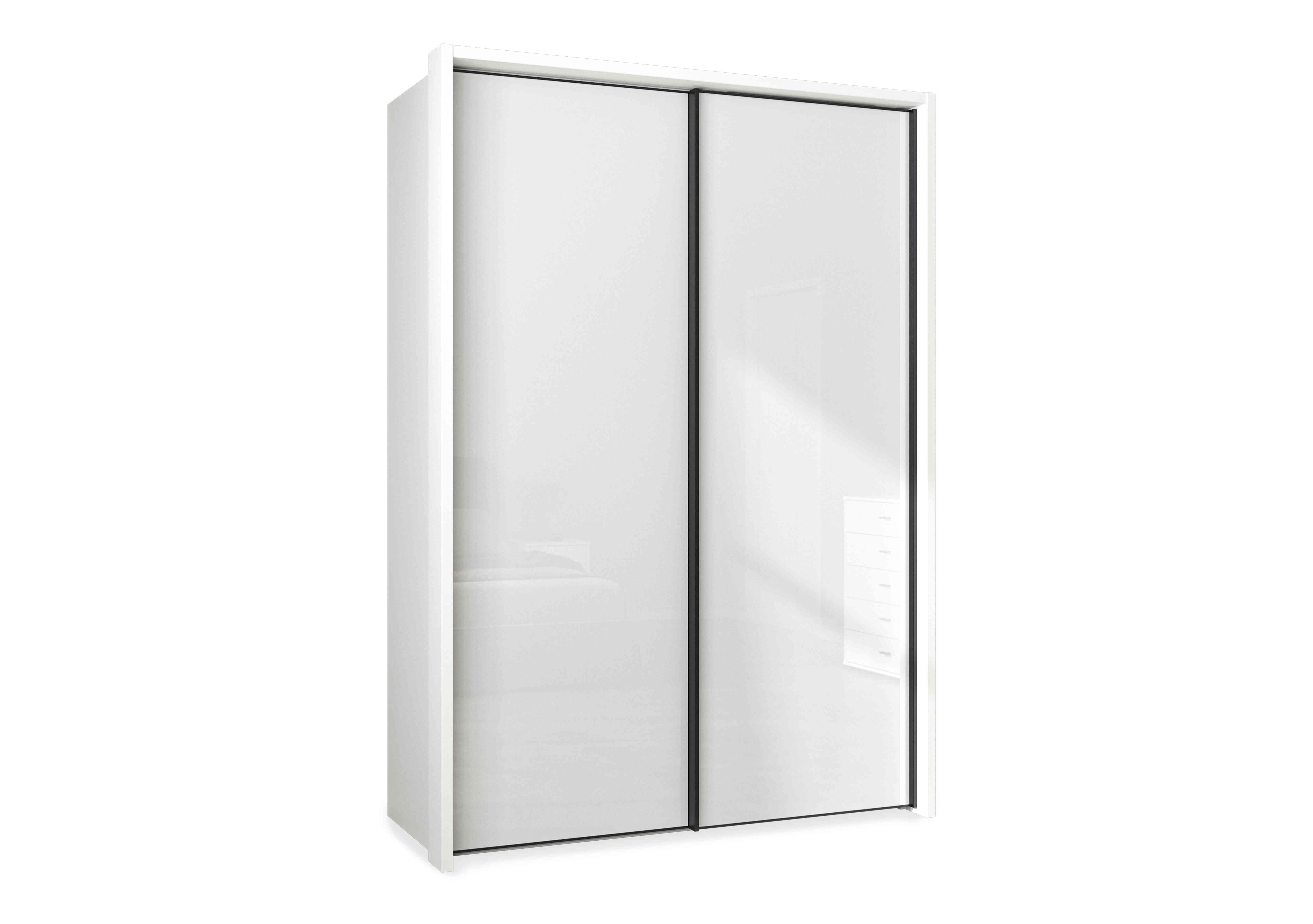 Dallas 160cm 2 Door Sliding Glass Wardrobe in Matt White on Furniture Village