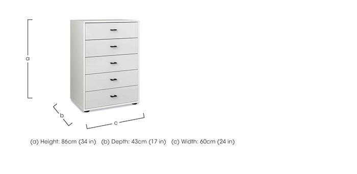 Dallas 60cm 5 Drawer Glass Chest in  on Furniture Village