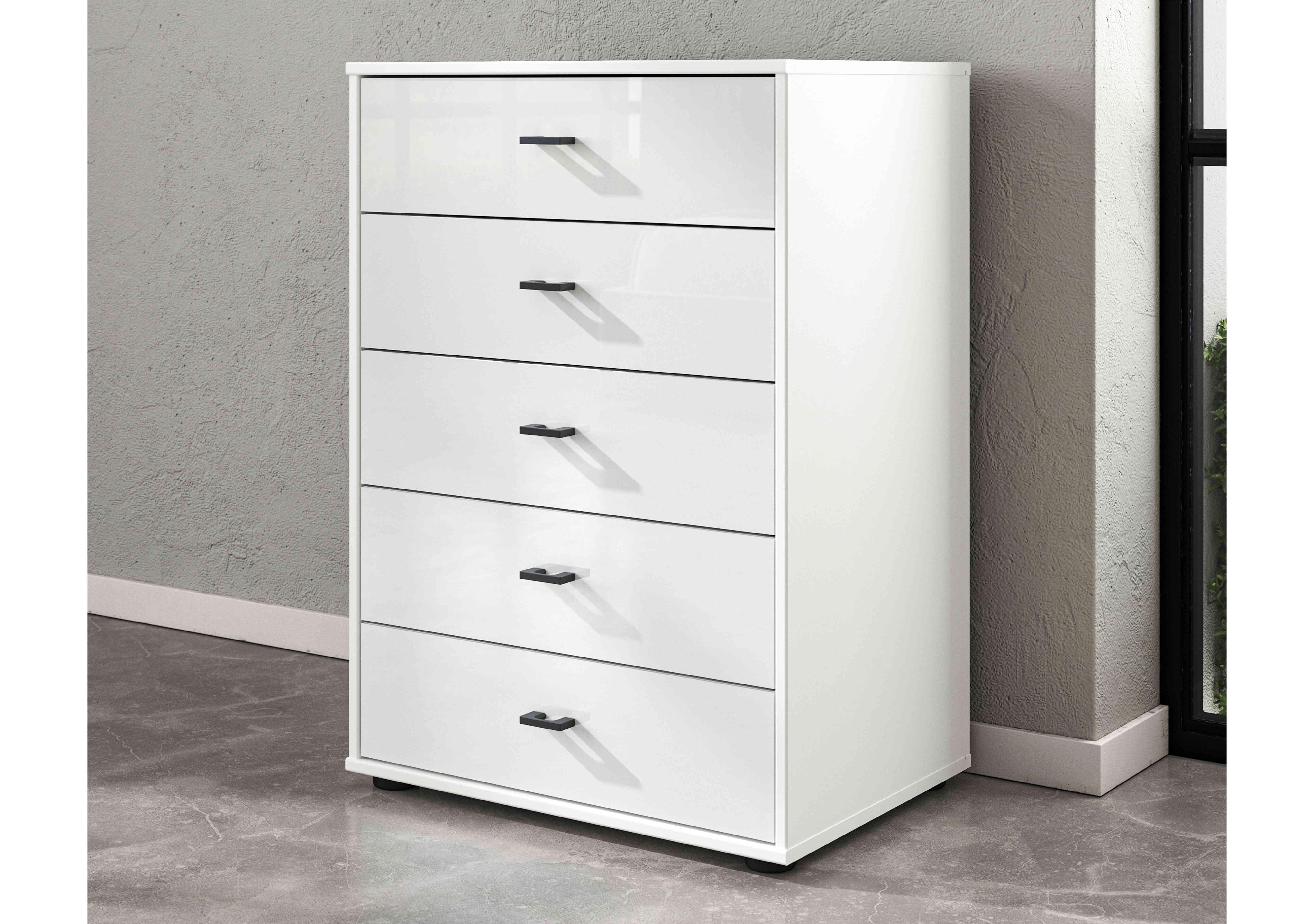 Dallas 60cm 5 Drawer Glass Chest in  on Furniture Village