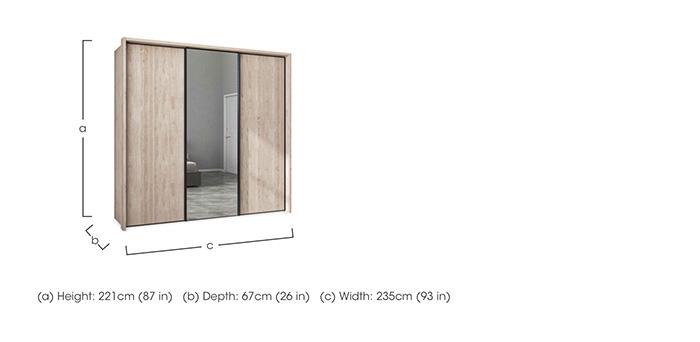 Dallas 235cm 3 Door Sliding Wardrobe with Centre Mirror Door in  on Furniture Village