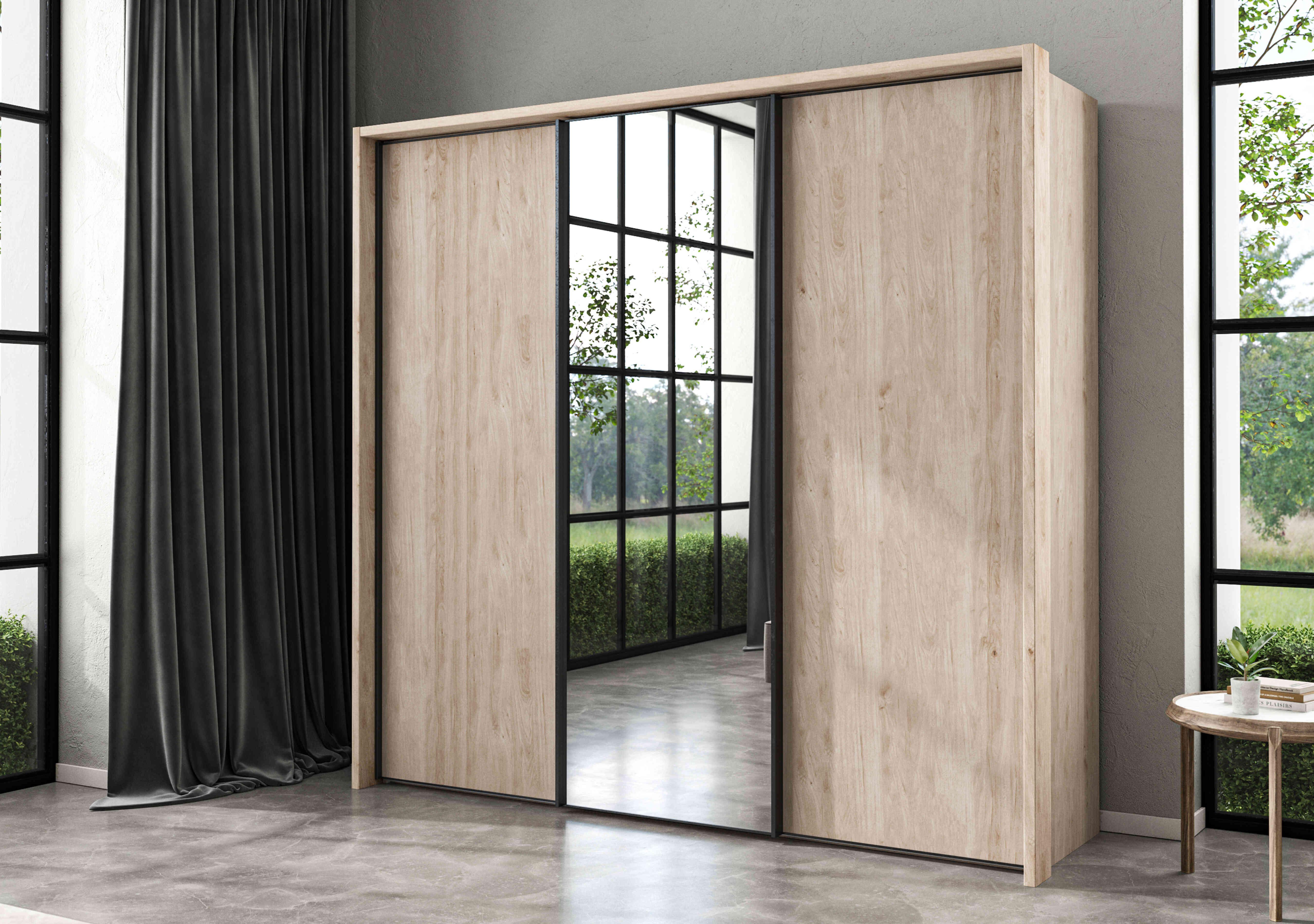 Dallas 235cm 3 Door Sliding Wardrobe with Centre Mirror Door in  on Furniture Village