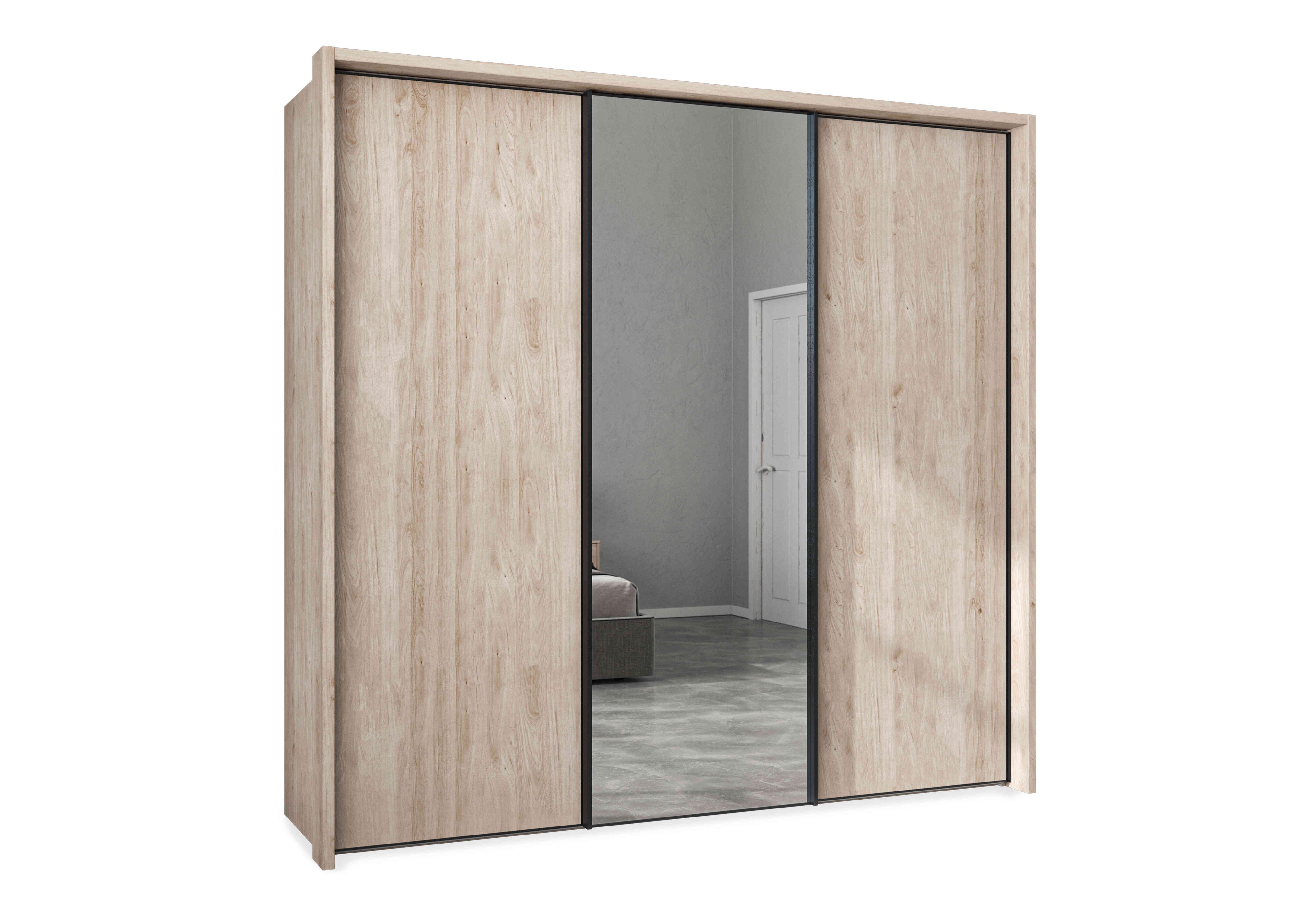 Dallas 235cm 3 Door Sliding Wardrobe with Centre Mirror Door in Holm Oak on Furniture Village
