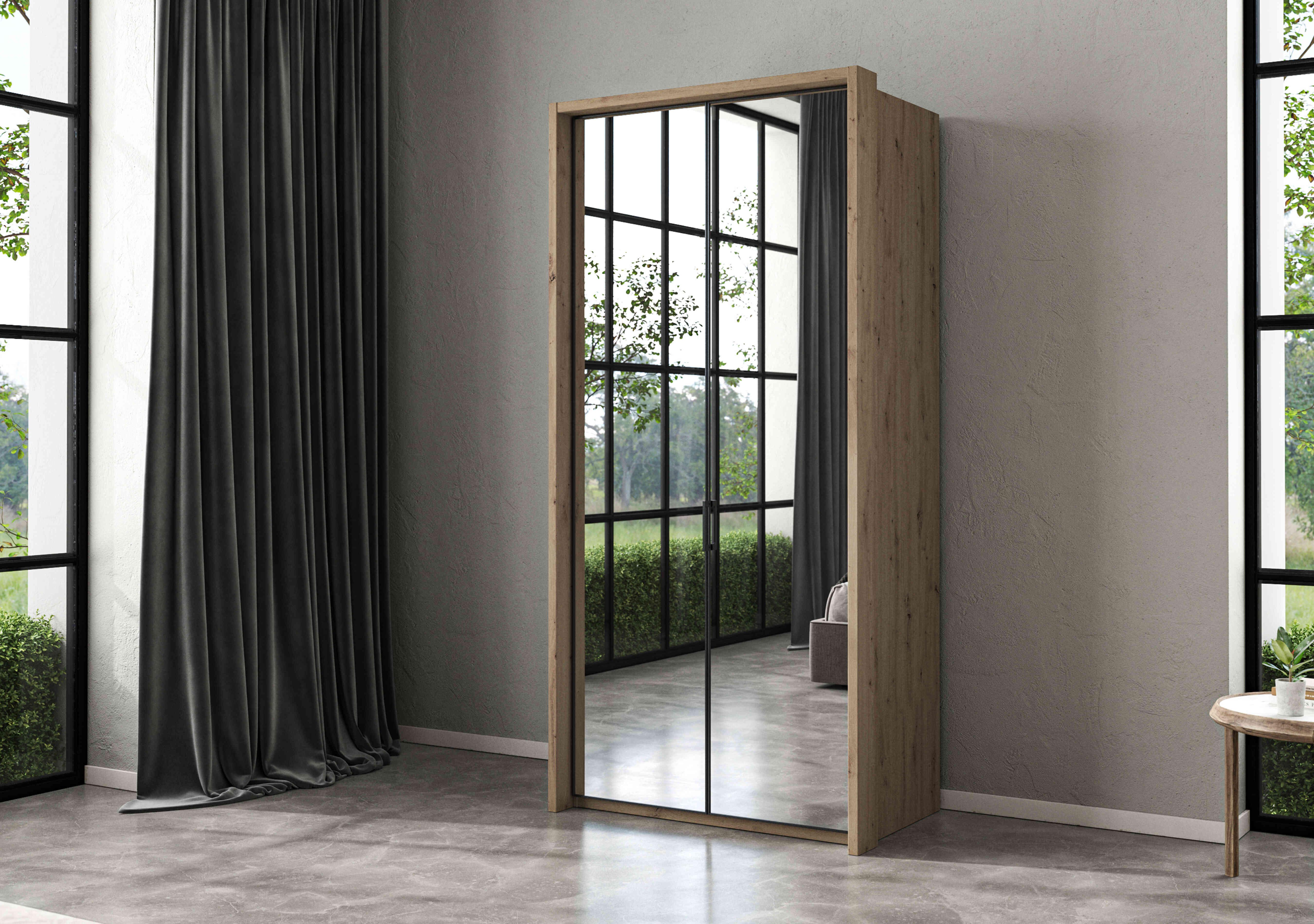 Dallas 107cm 2 Door Hinged Wardrobe with 2 Mirror Doors in  on Furniture Village