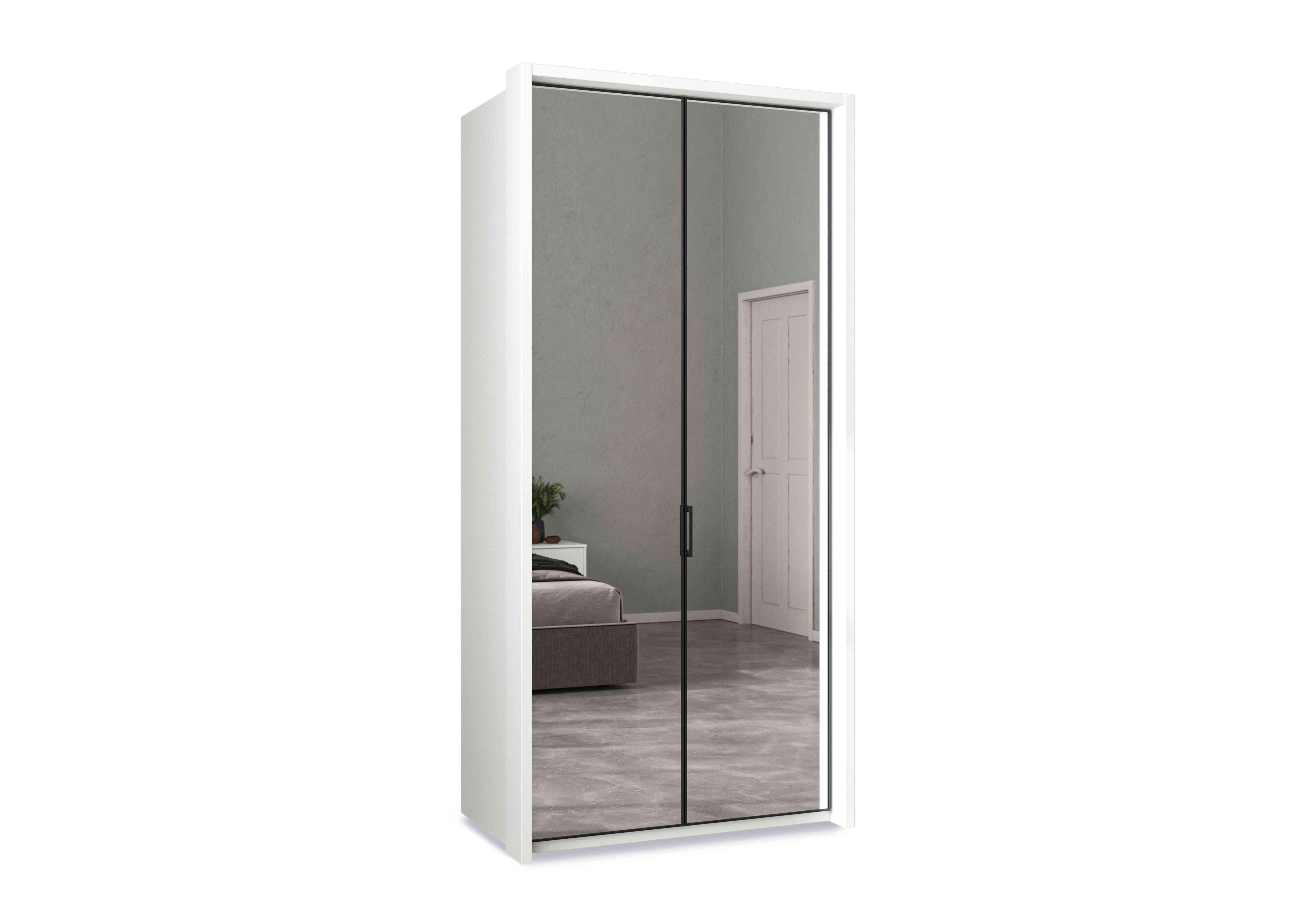 Dallas 107cm 2 Door Hinged Wardrobe with 2 Mirror Doors in Matt White on Furniture Village