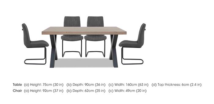 Compact Terra Straight Edge Dining Table with X-Shaped Legs and 4 Cognac Dining Chairs in  on Furniture Village