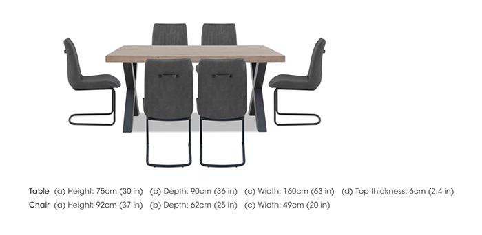 Compact Terra Straight Edge Dining Table with X-Shaped Legs and 6 Grey Dining Chairs in  on Furniture Village
