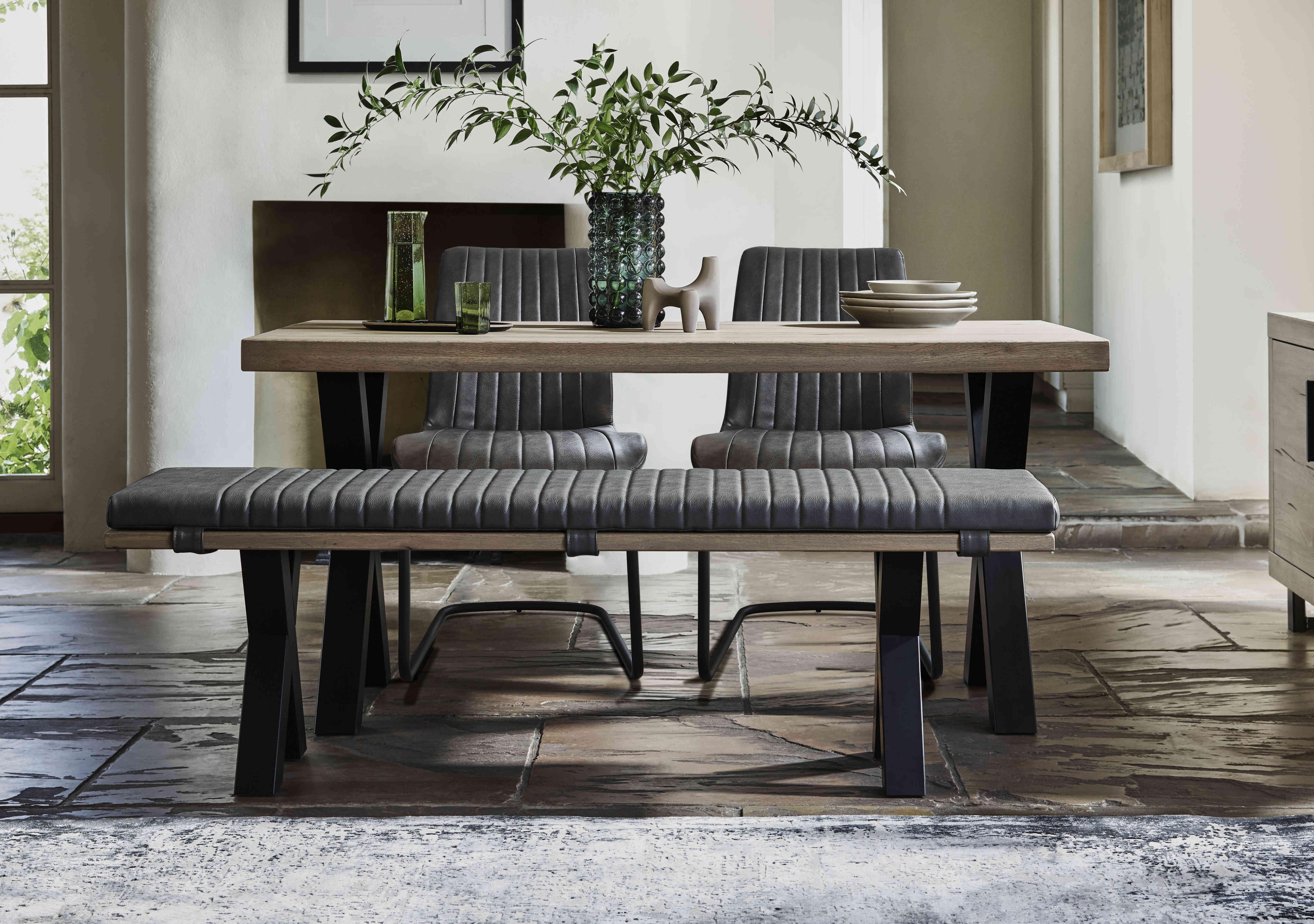 Compact Terra Straight Edge Dining Table with X-Shaped Legs in  on Furniture Village