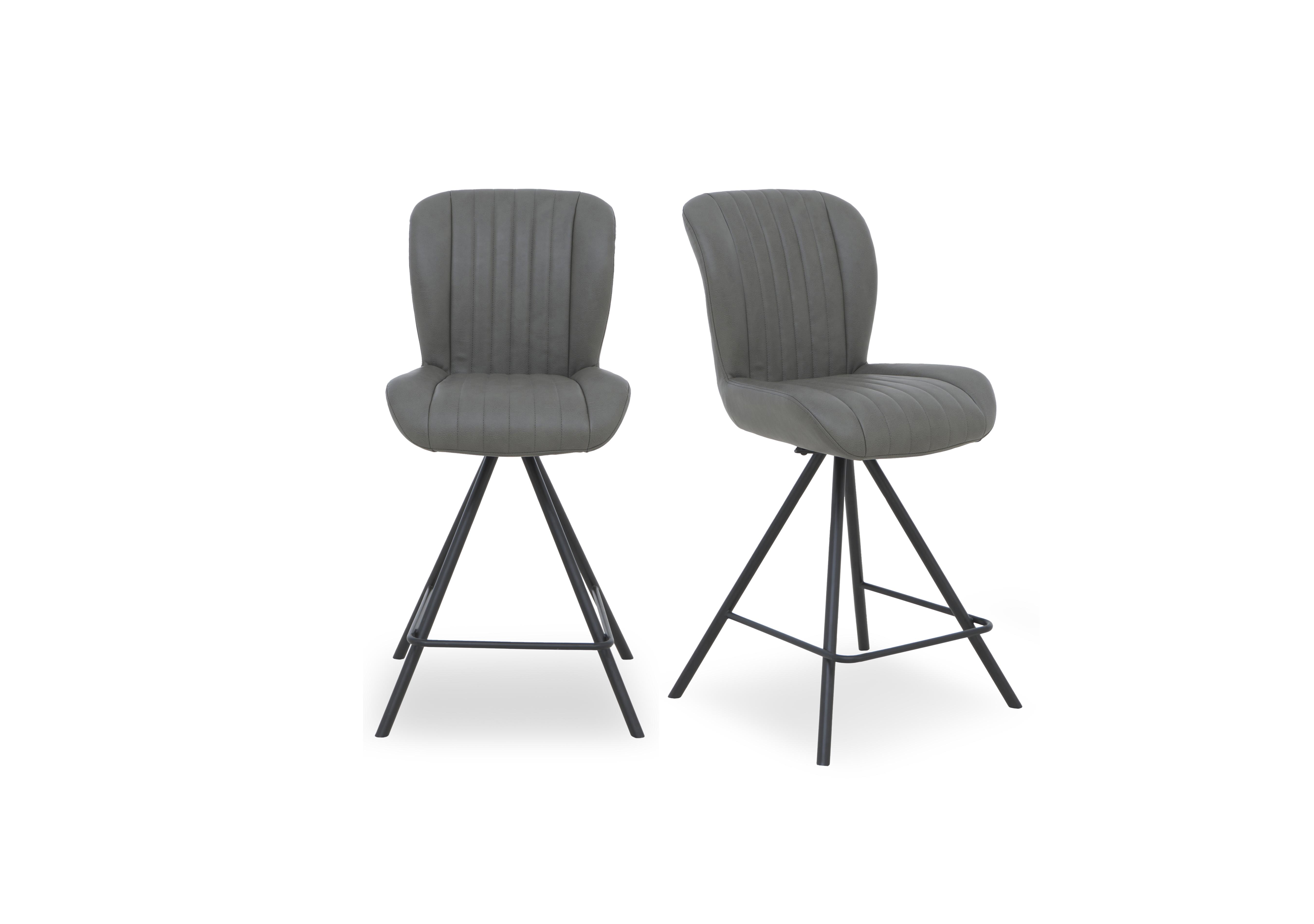 Compact Terra Pair of Swivel Bar Stools in 08 Vintage Grey on Furniture Village