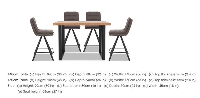 Compact Terra Raw Edge Bar Table with U-Shaped Legs and 4 Njord Bar Stools in  on Furniture Village