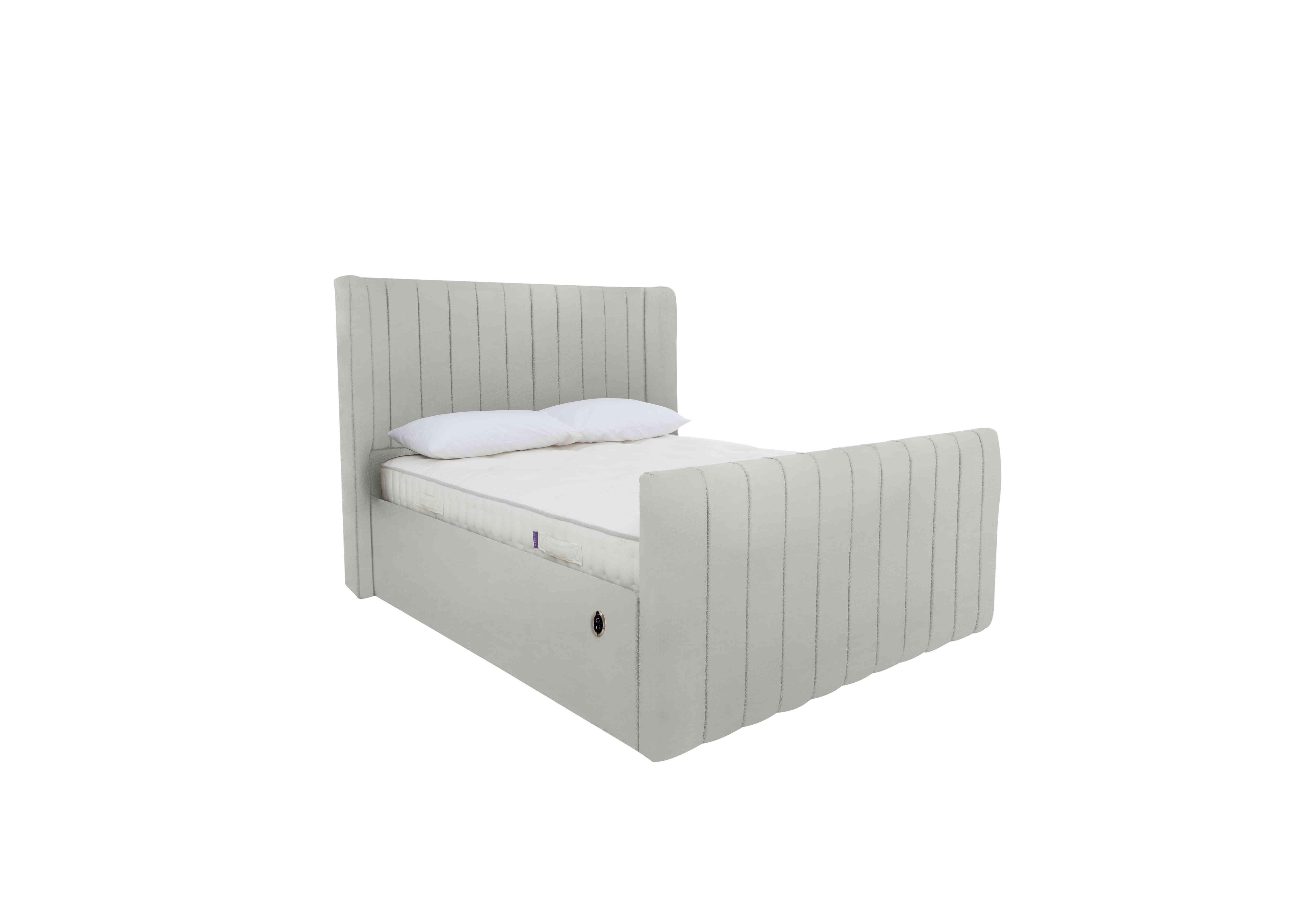 Eira High Foot End Electric Ottoman Bed Frame in Velvet Silver on Furniture Village