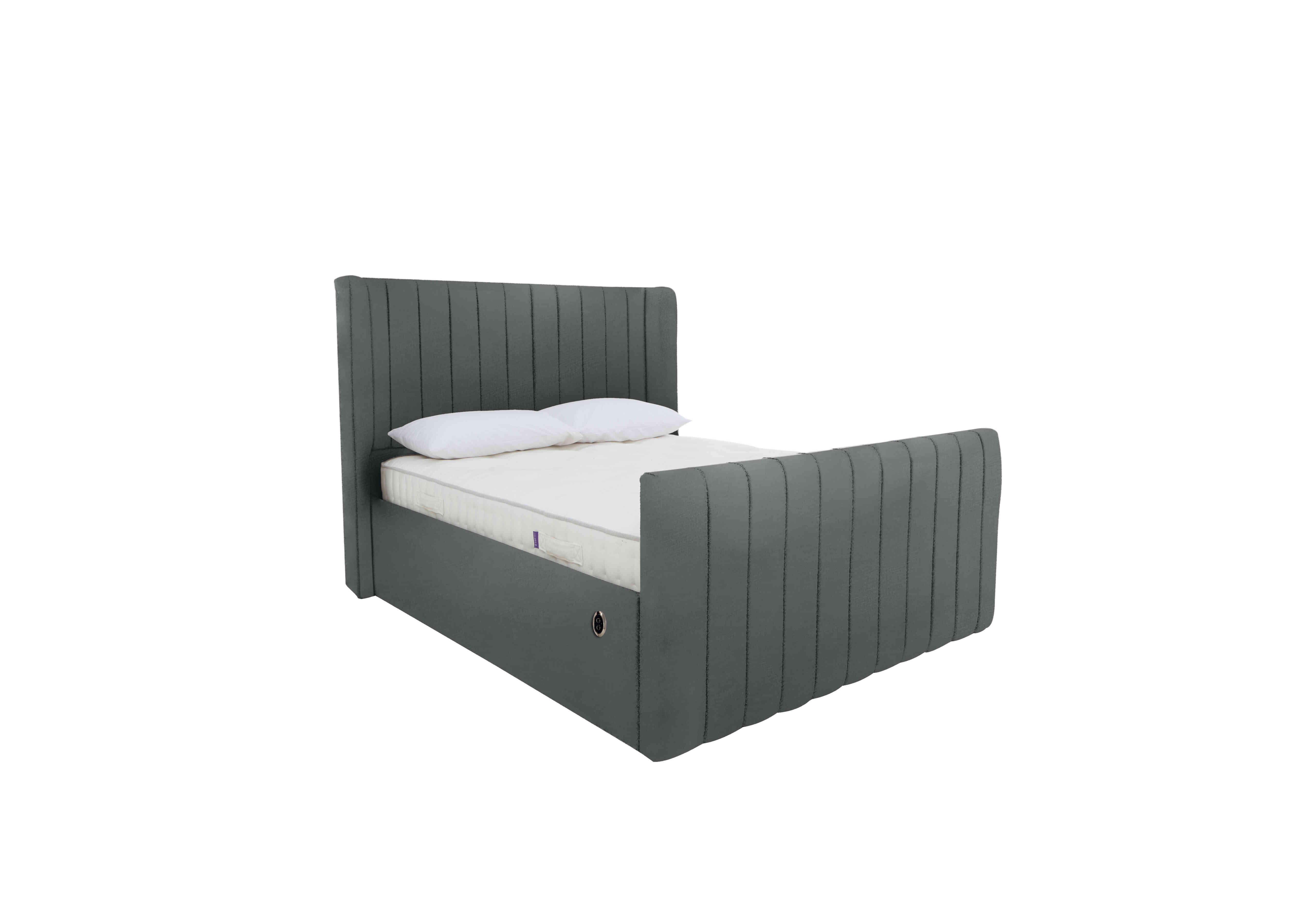 Eira High Foot End Electric Ottoman Bed Frame in Velvet Steel on Furniture Village