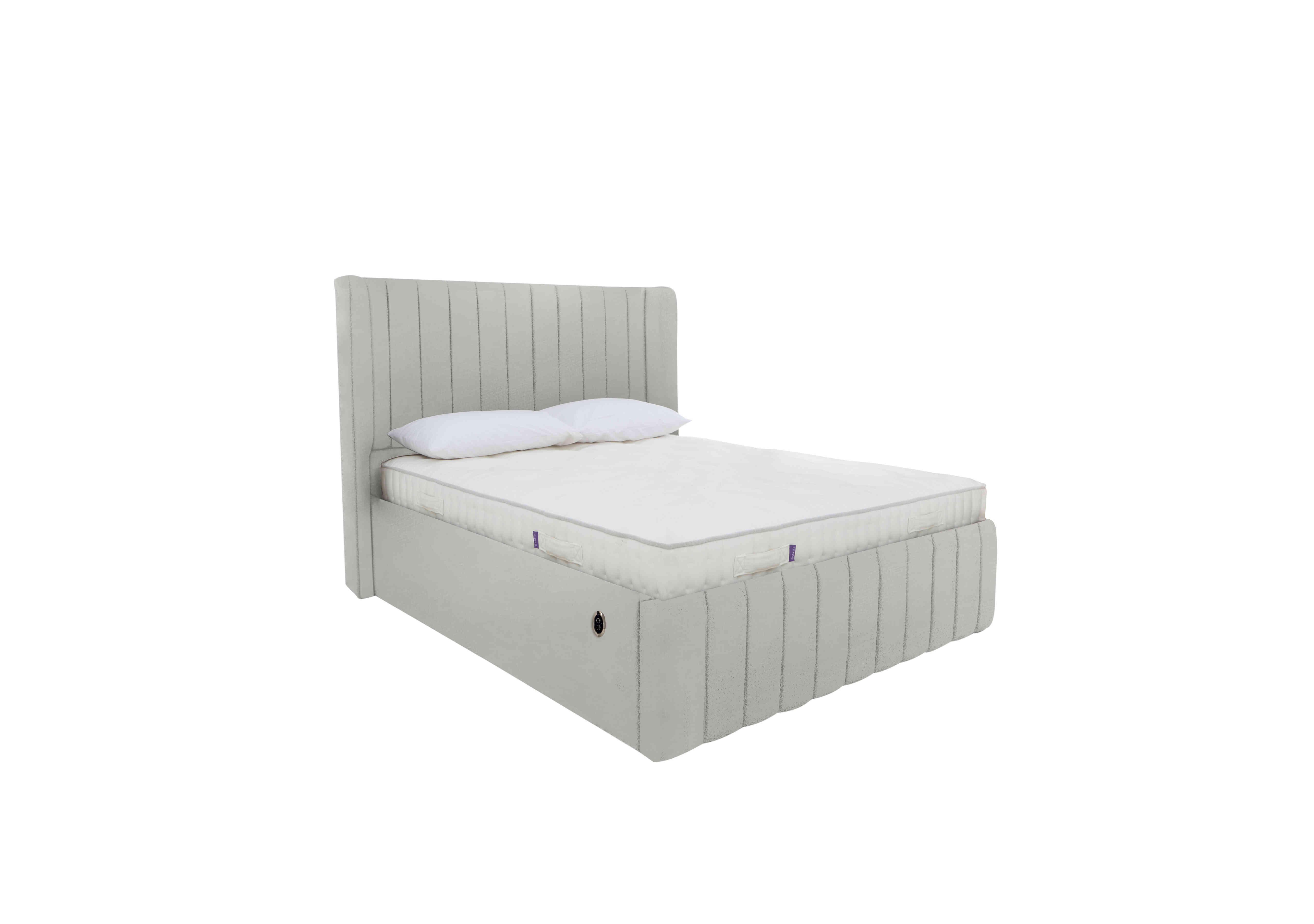 Eira Low Foot End Electric Ottoman Bed Frame in Velvet Silver on Furniture Village