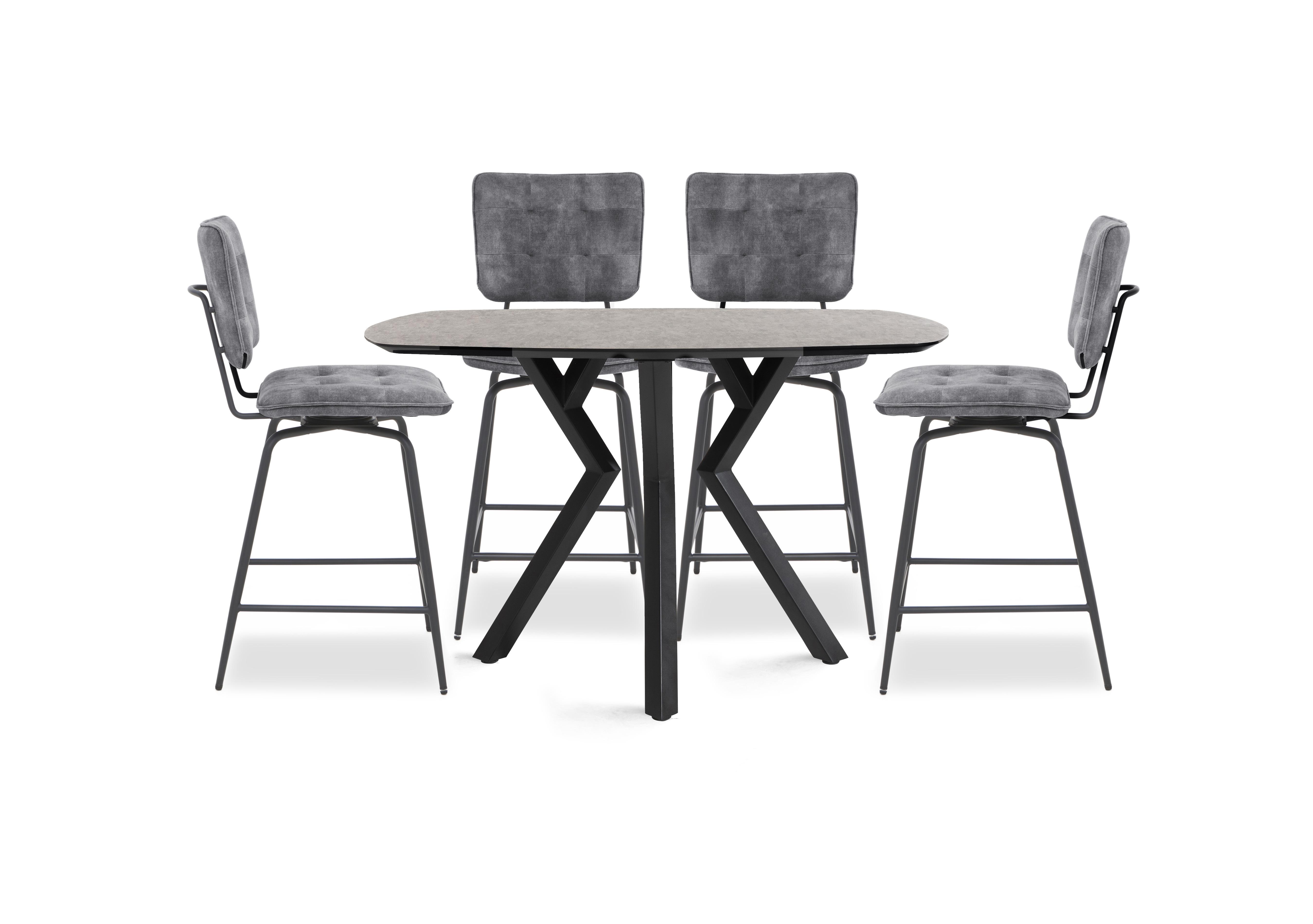 Toronto Bar Table and 4 Anthracite Velvet Swivel Bar Stools in Anthracite on Furniture Village