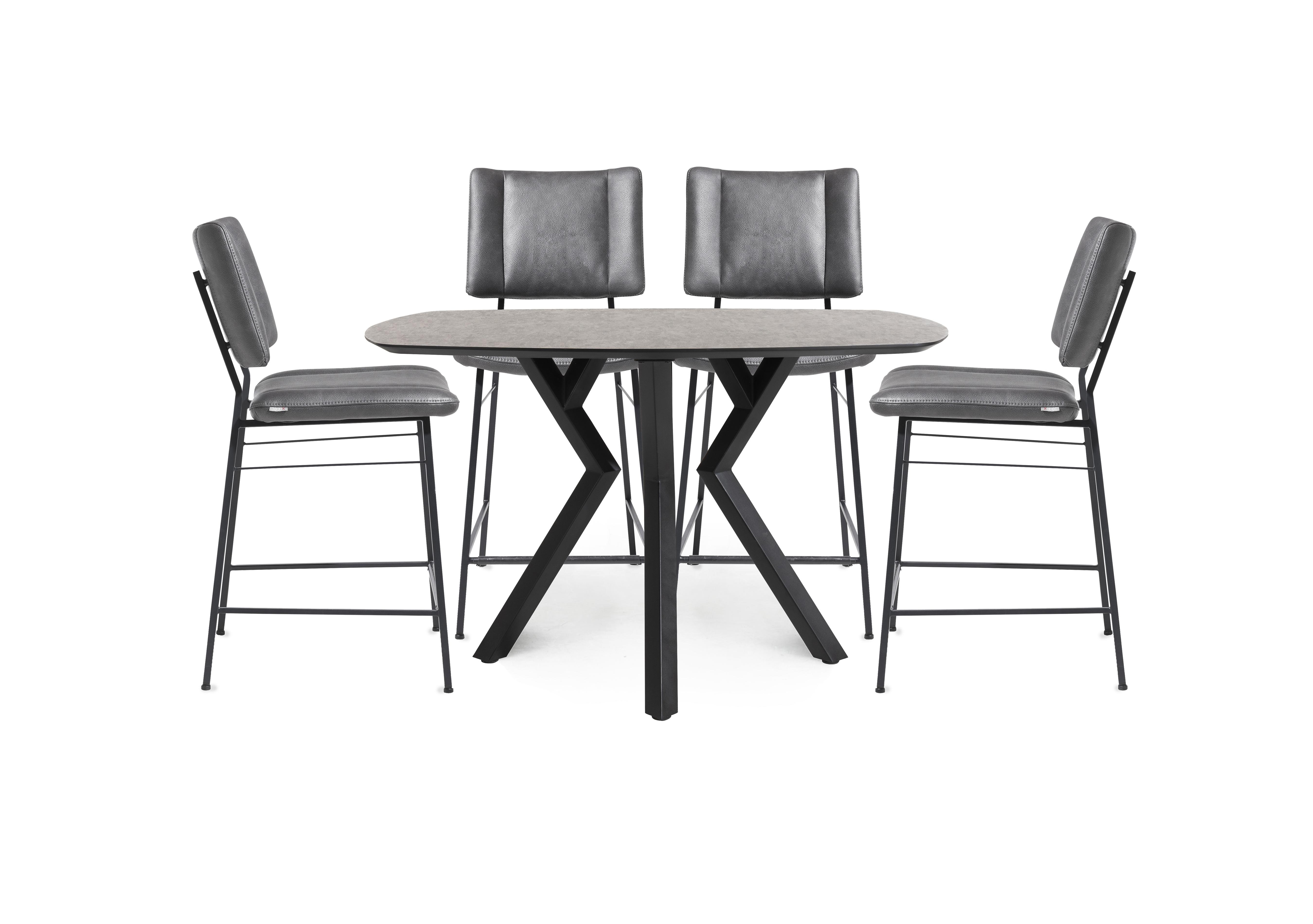 Toronto Bar Table and 4 Anthracite Faux Leather Fixed Bar Stools in Anthracite on Furniture Village