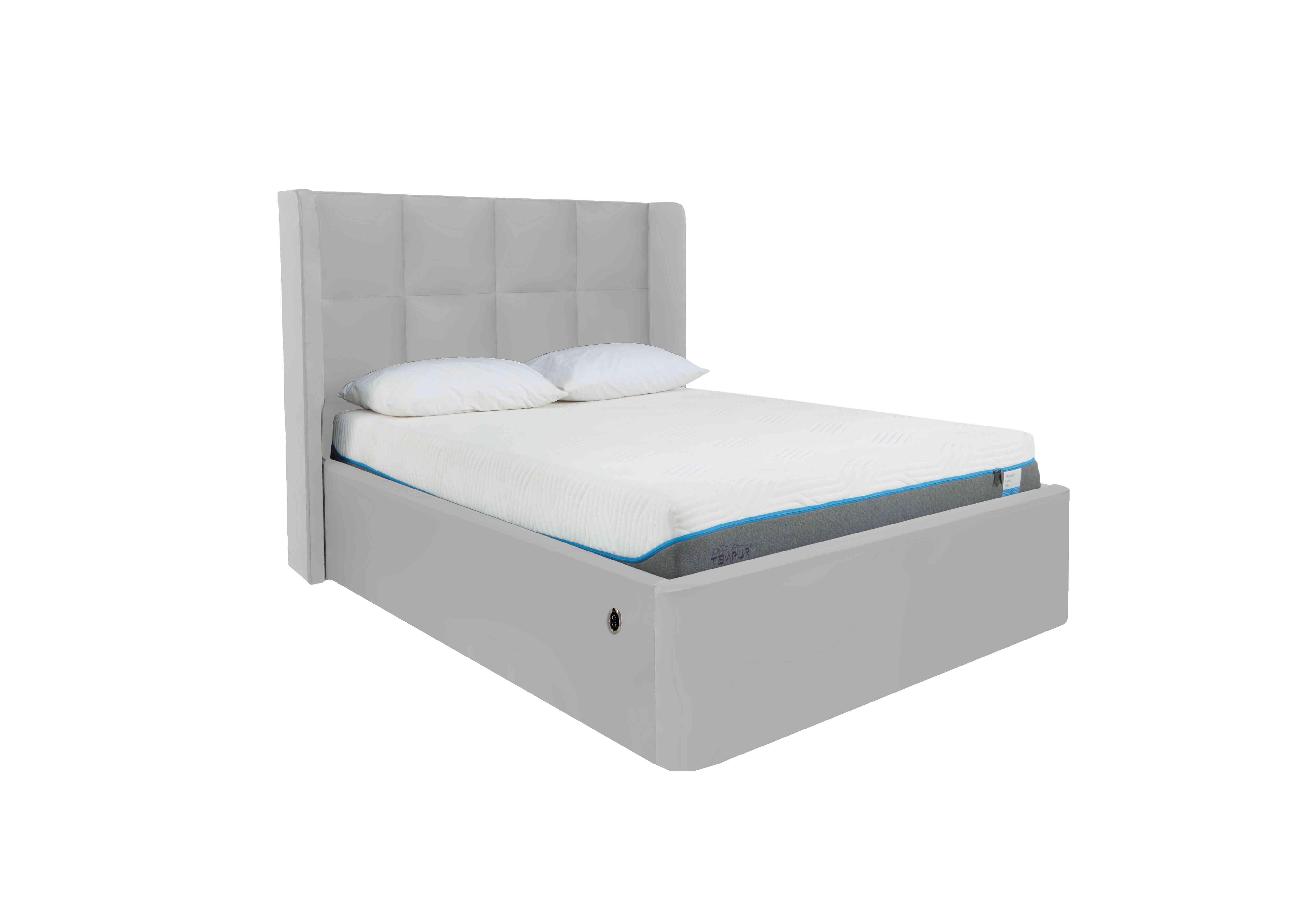 Shiva Electric Ottoman Bed Frame in Velvet Silver on Furniture Village