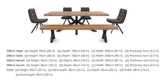 Njord Raw Edge Dining Table with Metal Star Base, Dining Bench and 4 Dining Chairs in  on Furniture Village
