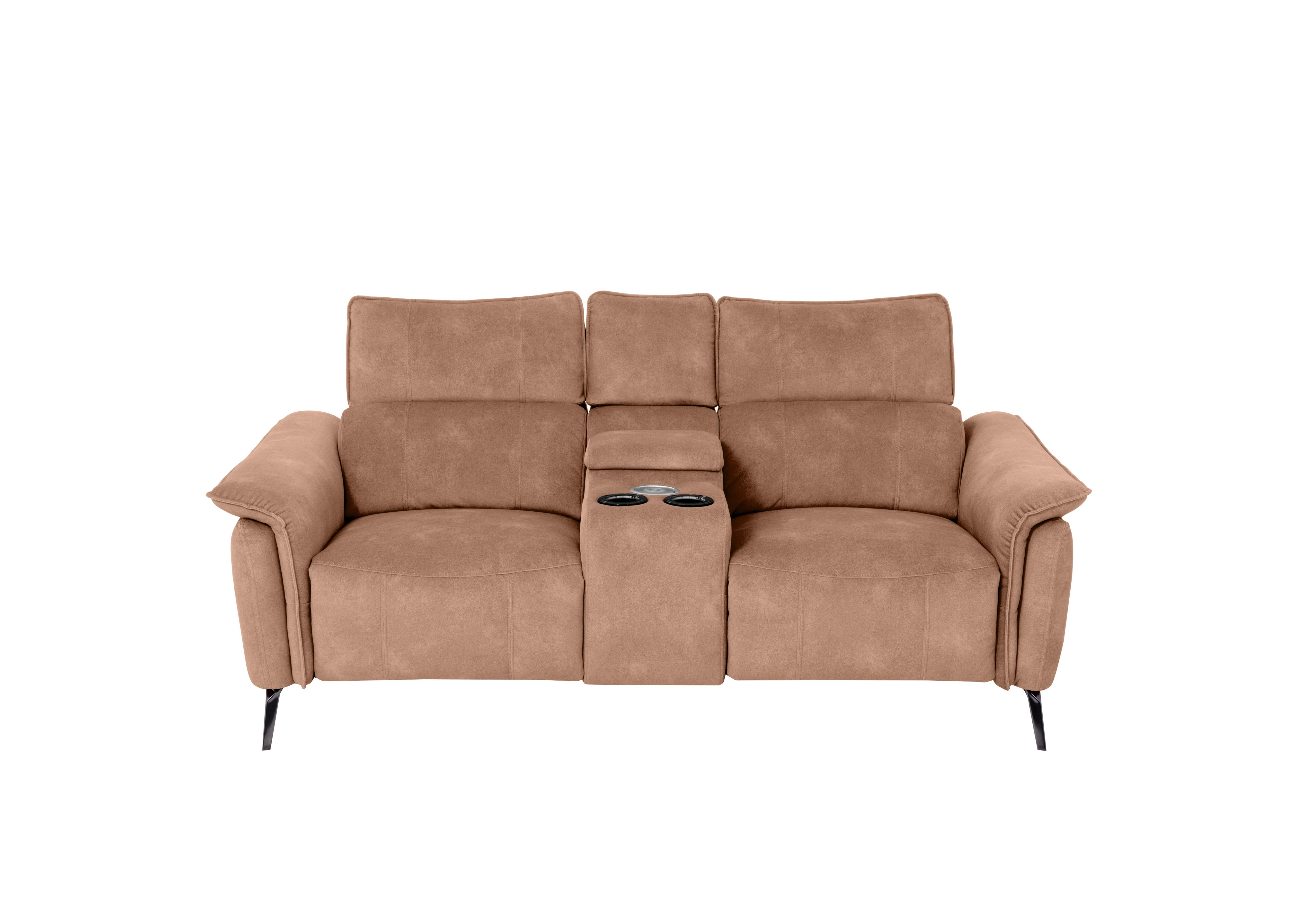 Jude 2 Seater Fabric Power Recliner Sofa with Smart Console Unit and Power Telescopic Headrests in Sand Dexter 07 43507 on Furniture Village