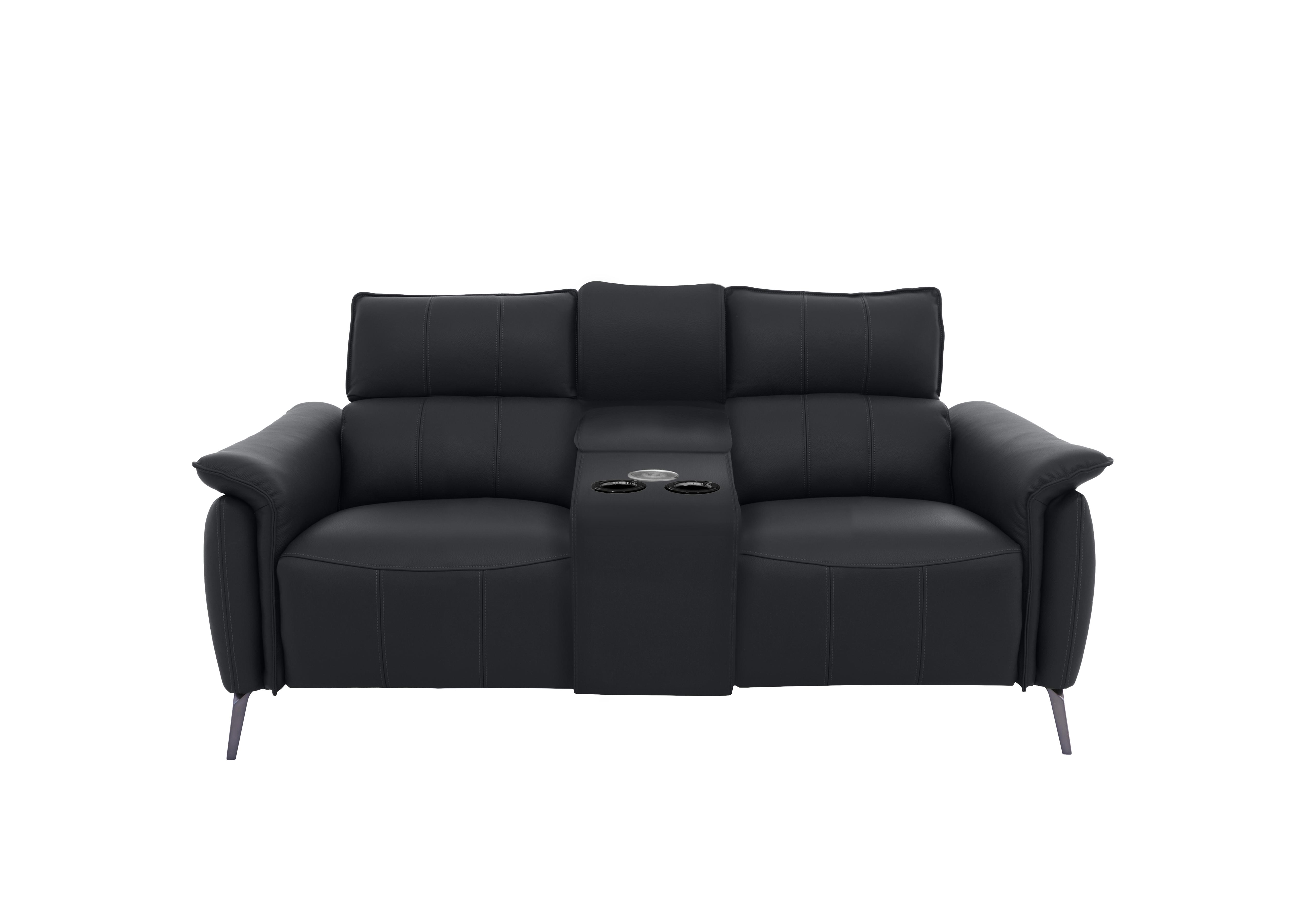 Jude 2 Seater Leather Power Recliner Sofa with Smart Console Unit and Power Telescopic Headrests in Montana Lavender Gry Cat-60/18 on Furniture Village