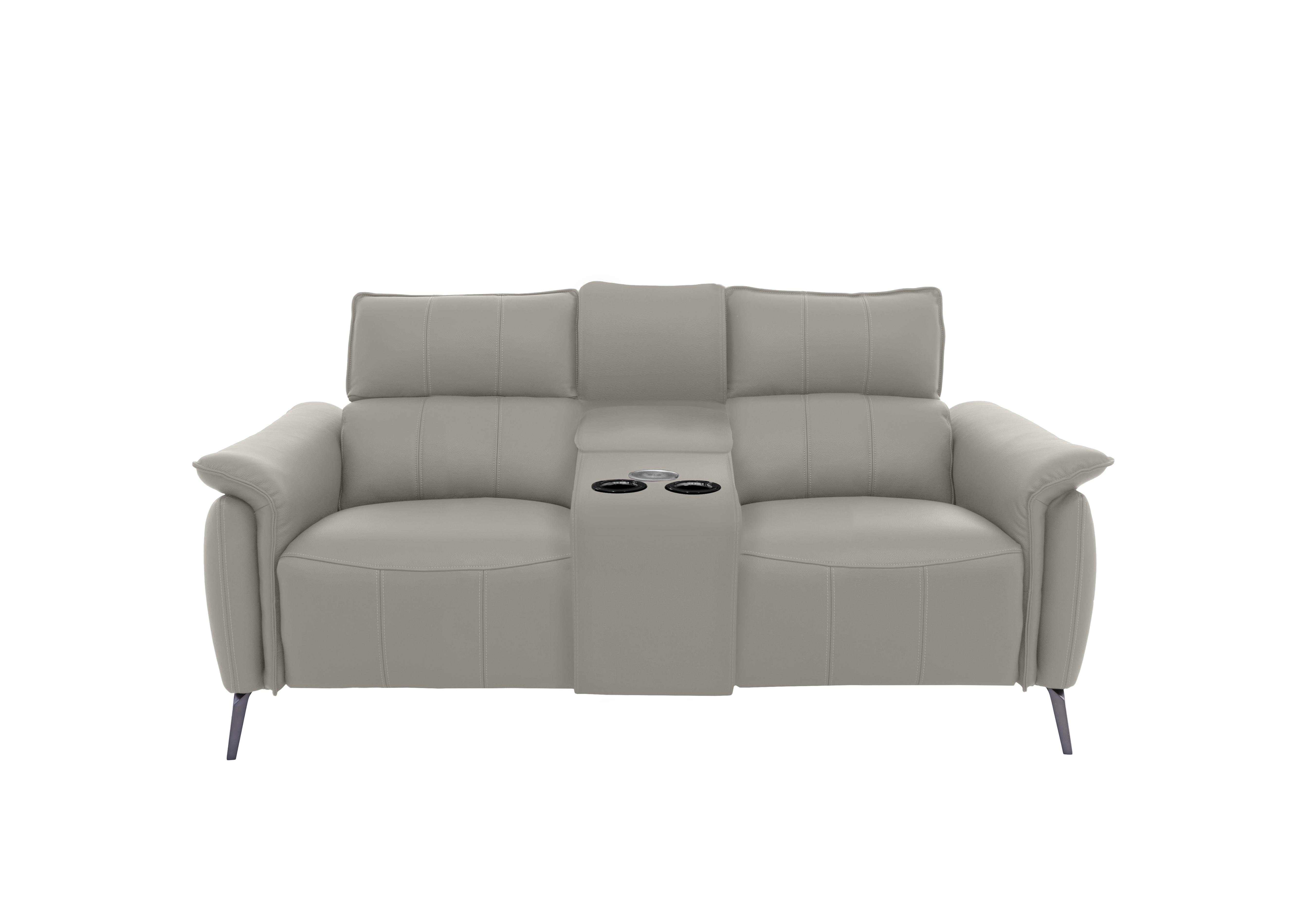 Jude 2 Seater Leather Power Recliner Sofa with Smart Console Unit and Power Telescopic Headrests in Montana New Grey Cat-60/28 on Furniture Village
