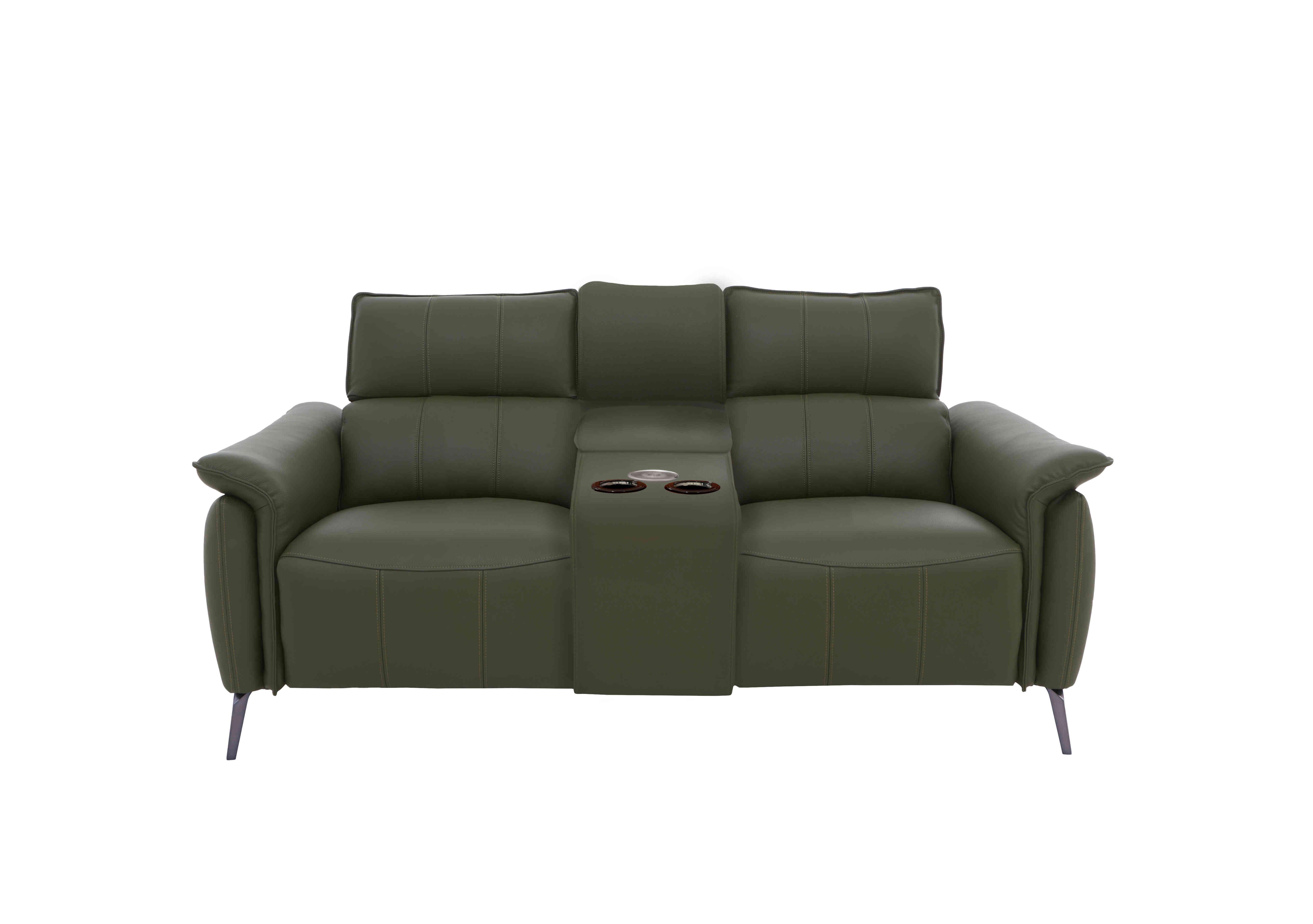 Jude 2 Seater Leather Power Recliner Sofa with Smart Console Unit and Power Telescopic Headrests in Montana Oslo Pine Cat-40/10 on Furniture Village