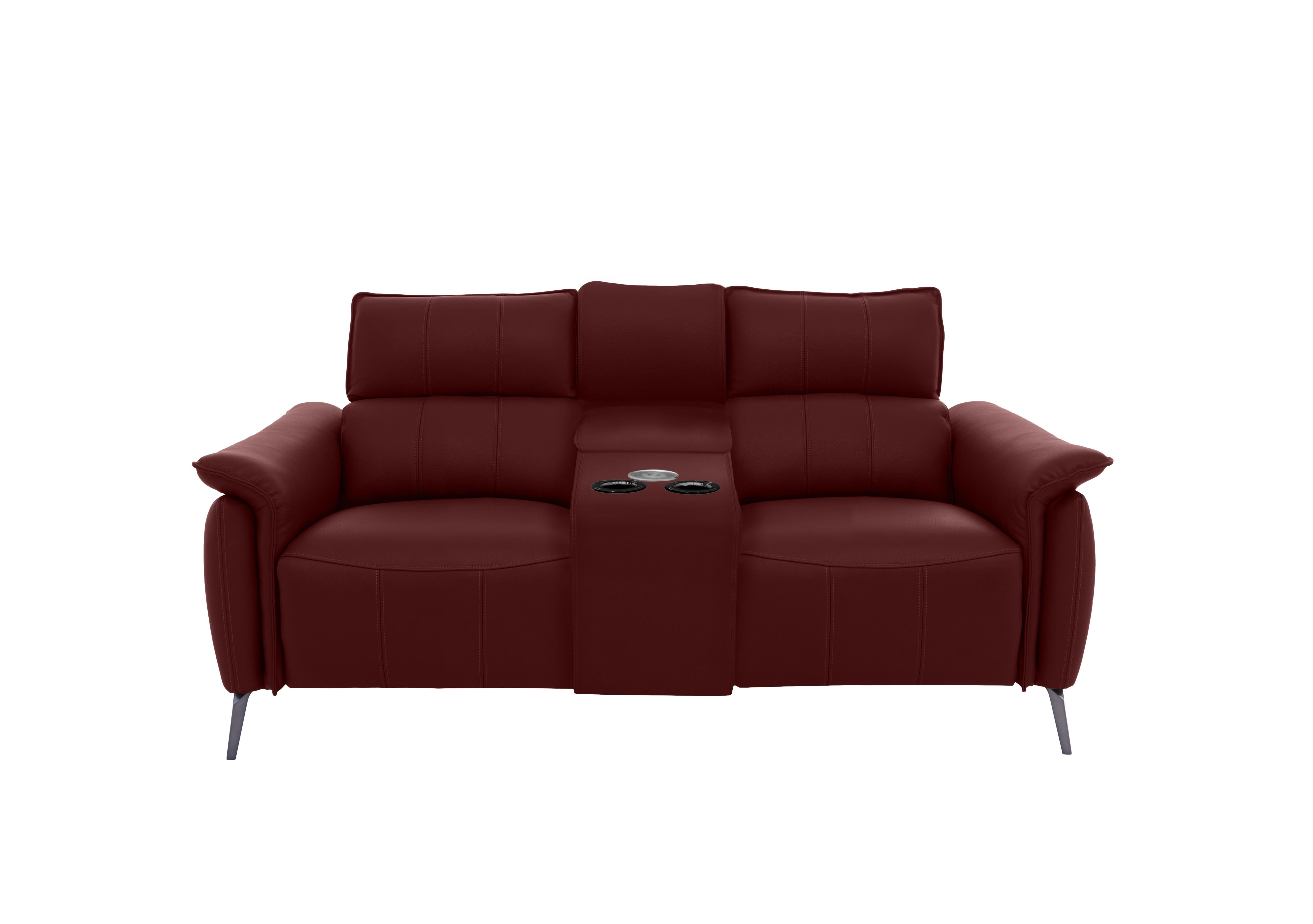 Jude 2 Seater Leather Power Recliner Sofa with Smart Console Unit and Power Telescopic Headrests in Montana Ruby Cat-60/15 on Furniture Village