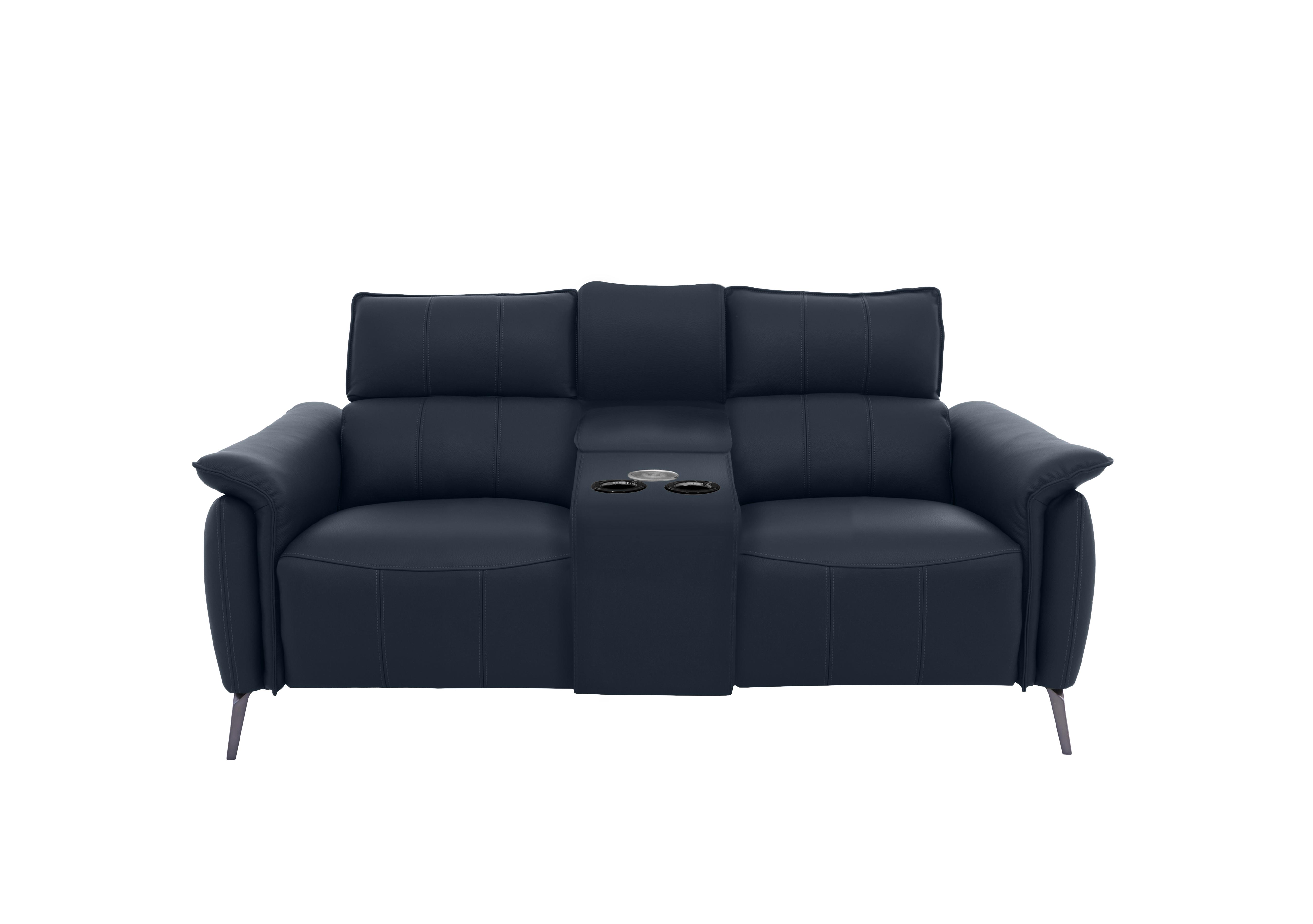 Jude 2 Seater Leather Power Recliner Sofa with Smart Console Unit and Power Telescopic Headrests in Oslo Peacock Cat-40/09 on Furniture Village