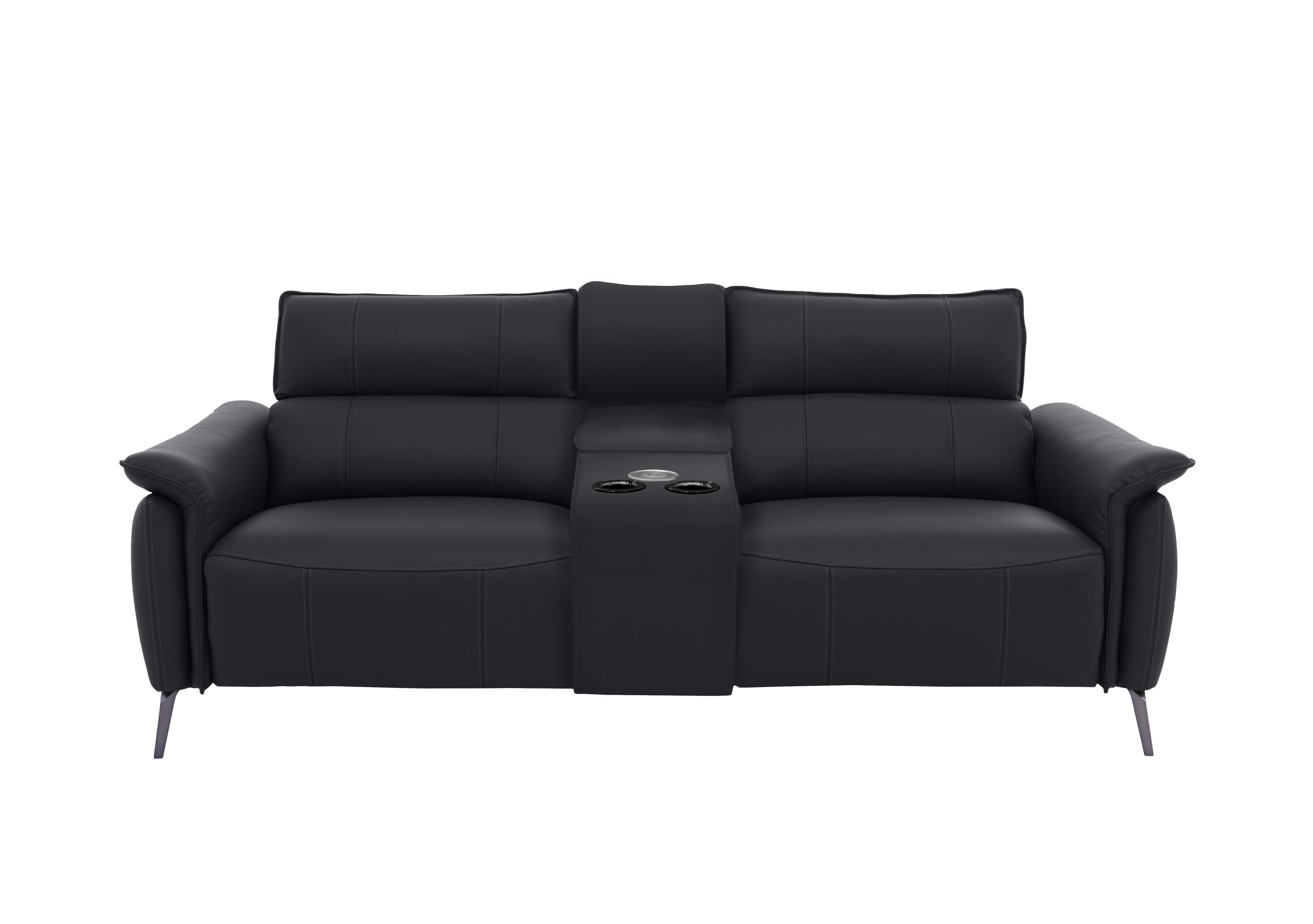 Jude 3 Seater Leather Power Recliner Sofa with Smart Console Unit and Power Telescopic Headrests in Montana Lavender Gry Cat-60/18 on Furniture Village