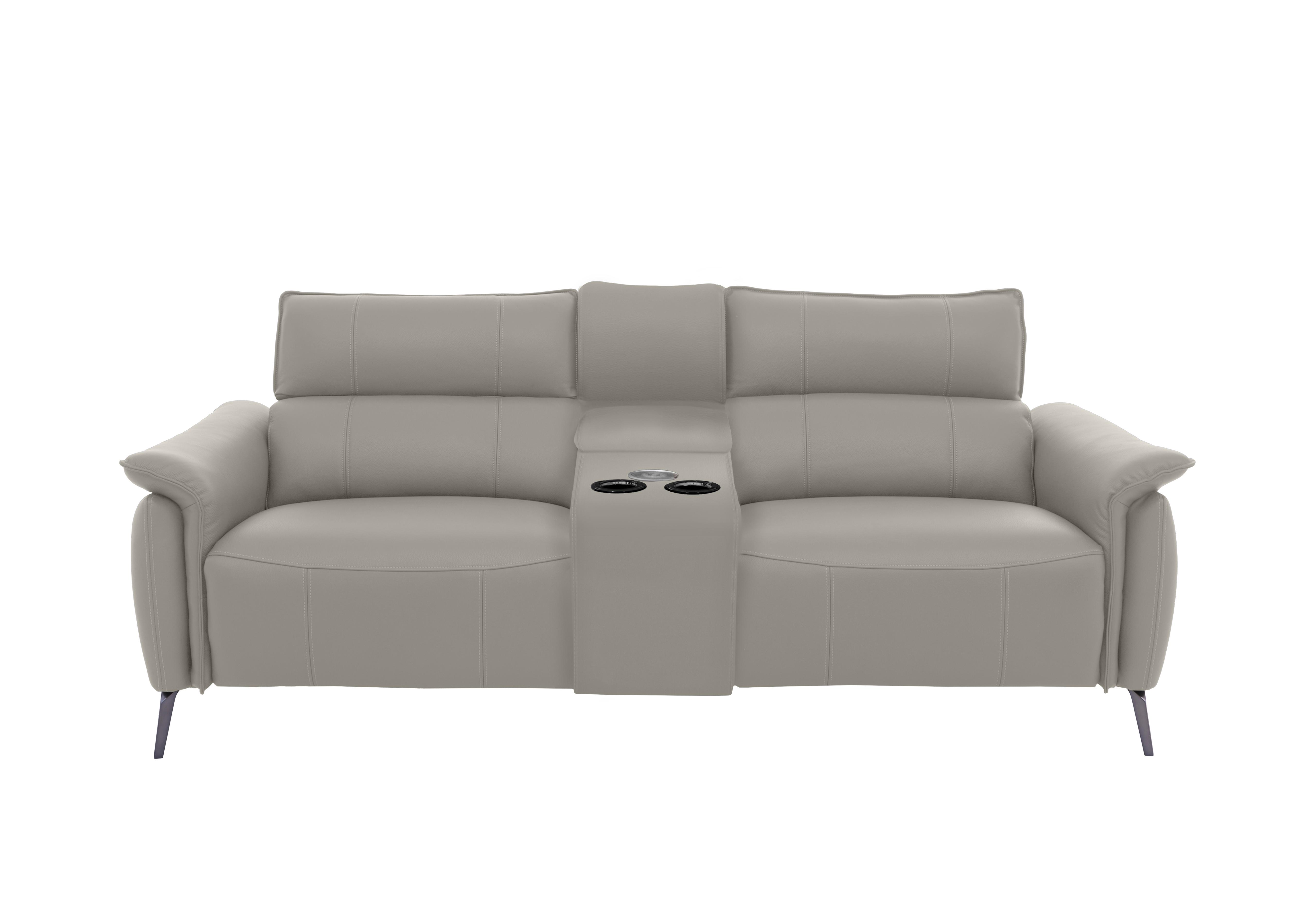 Jude 3 Seater Leather Power Recliner Sofa with Smart Console Unit and Power Telescopic Headrests in Montana New Grey Cat-60/28 on Furniture Village