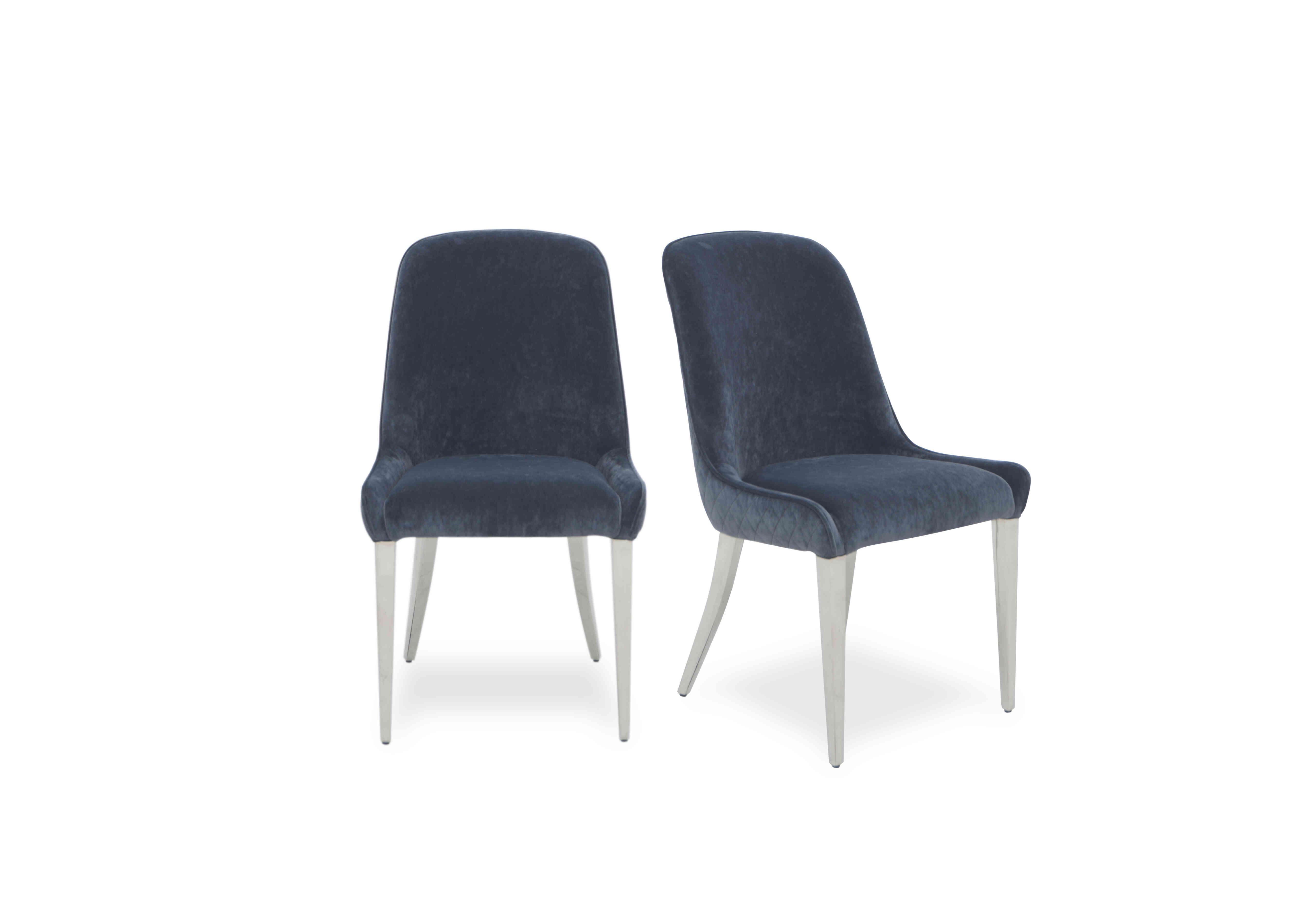 Gabana Pair of Velvet Dining Chairs in Blue on Furniture Village