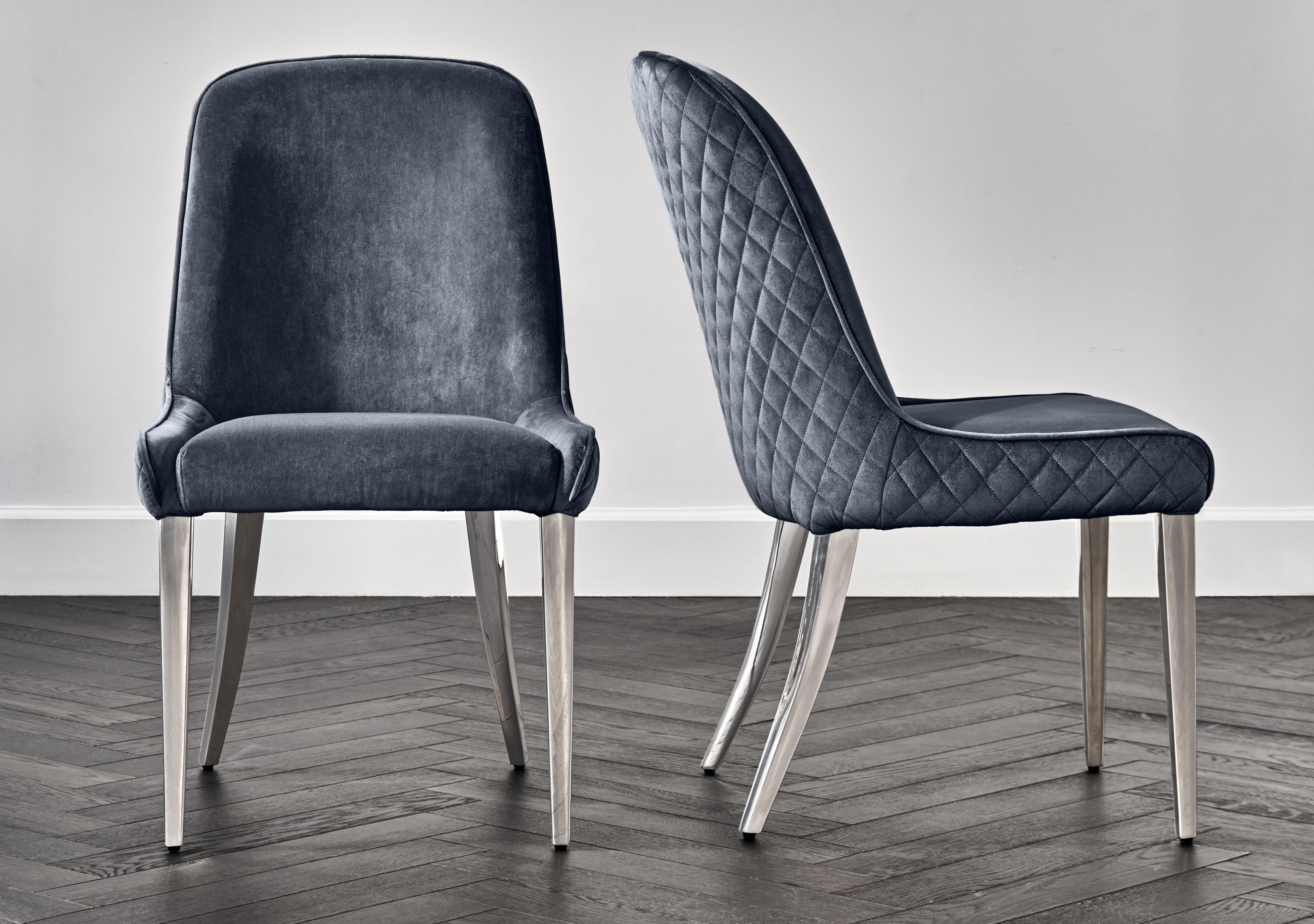 Gabana Pair of Velvet Dining Chairs in Blue on Furniture Village