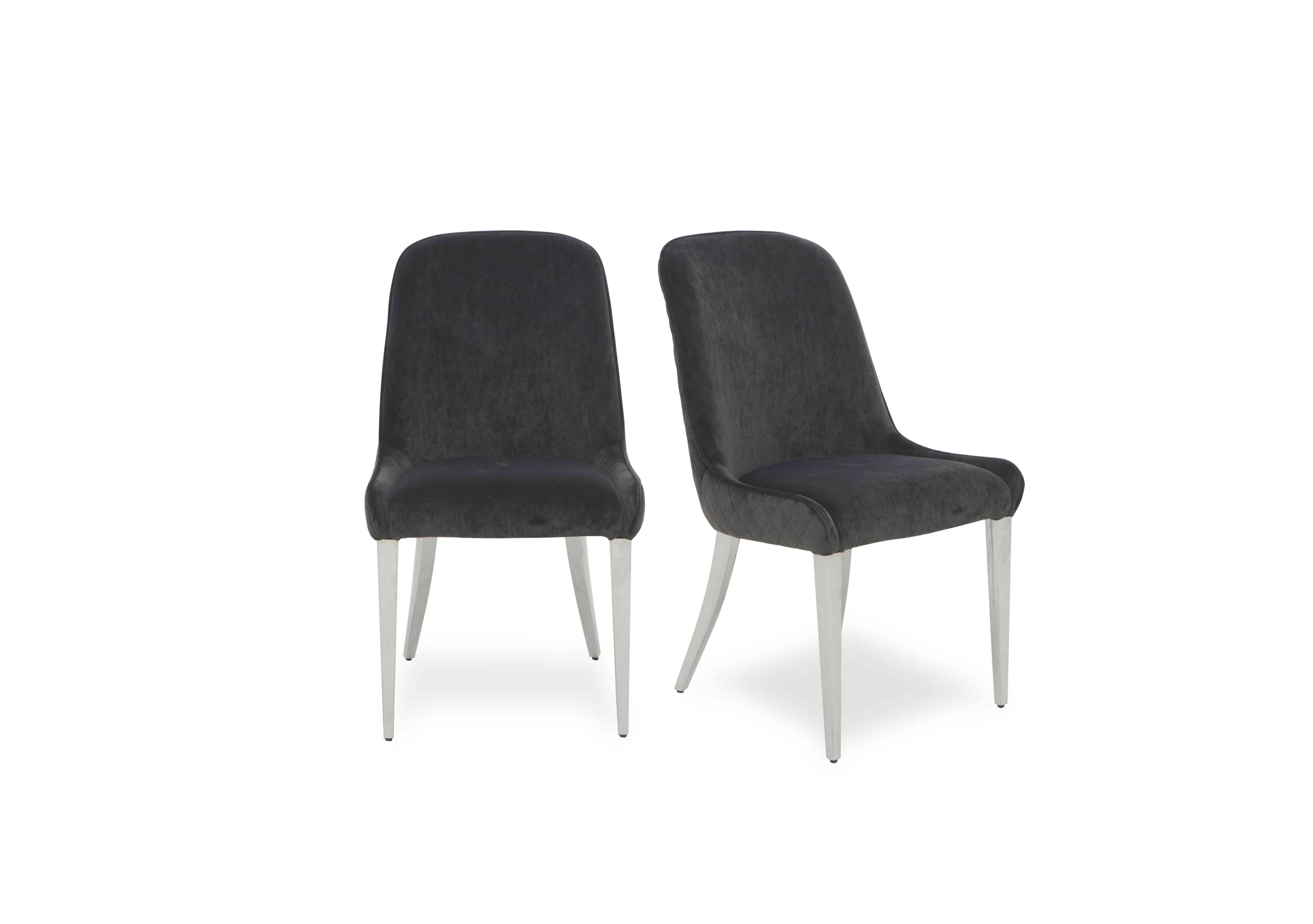 Gabana Pair of Velvet Dining Chairs in Charcoal on Furniture Village