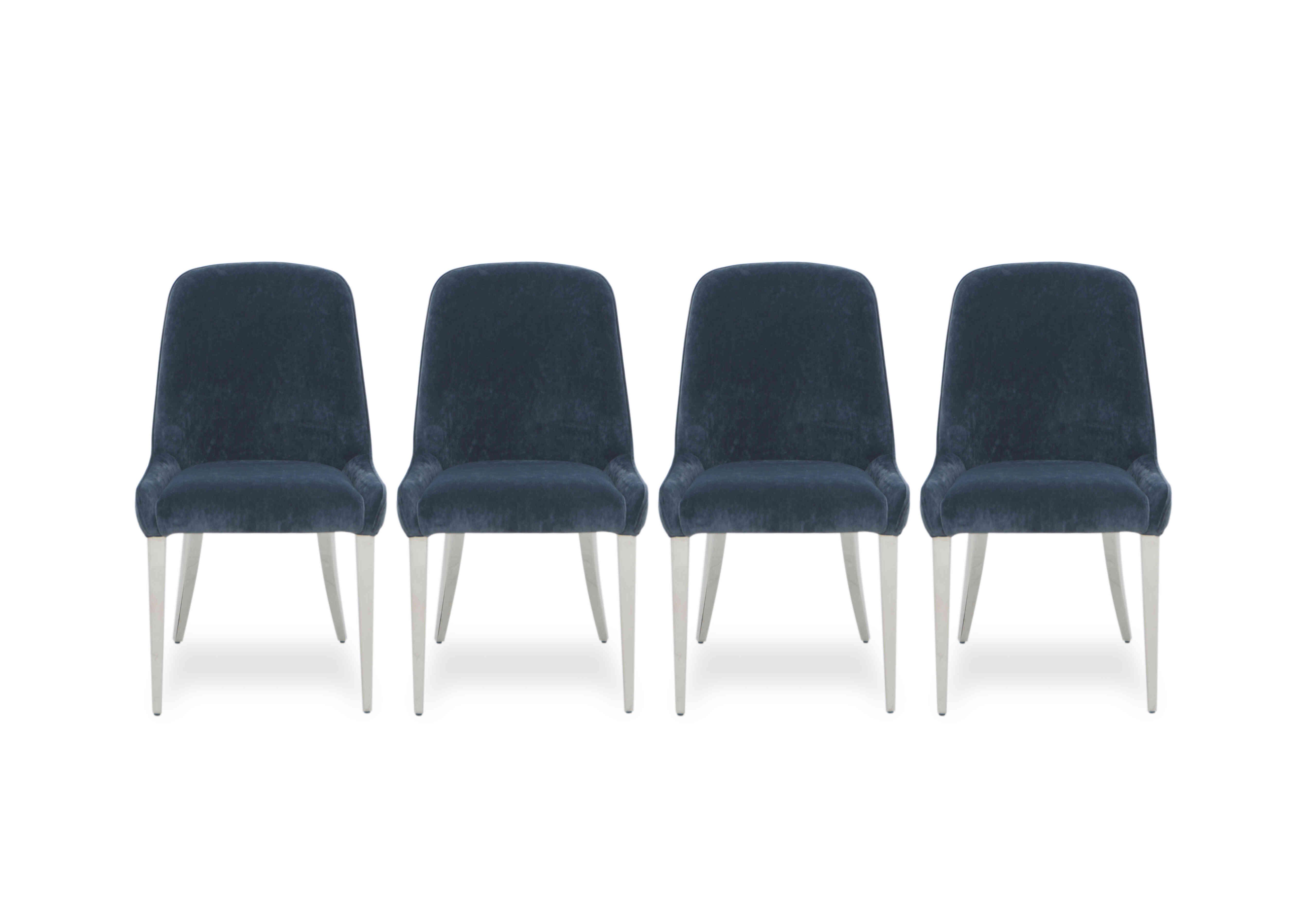 Gabana Set of 4 Velvet Dining Chairs in Blue on Furniture Village