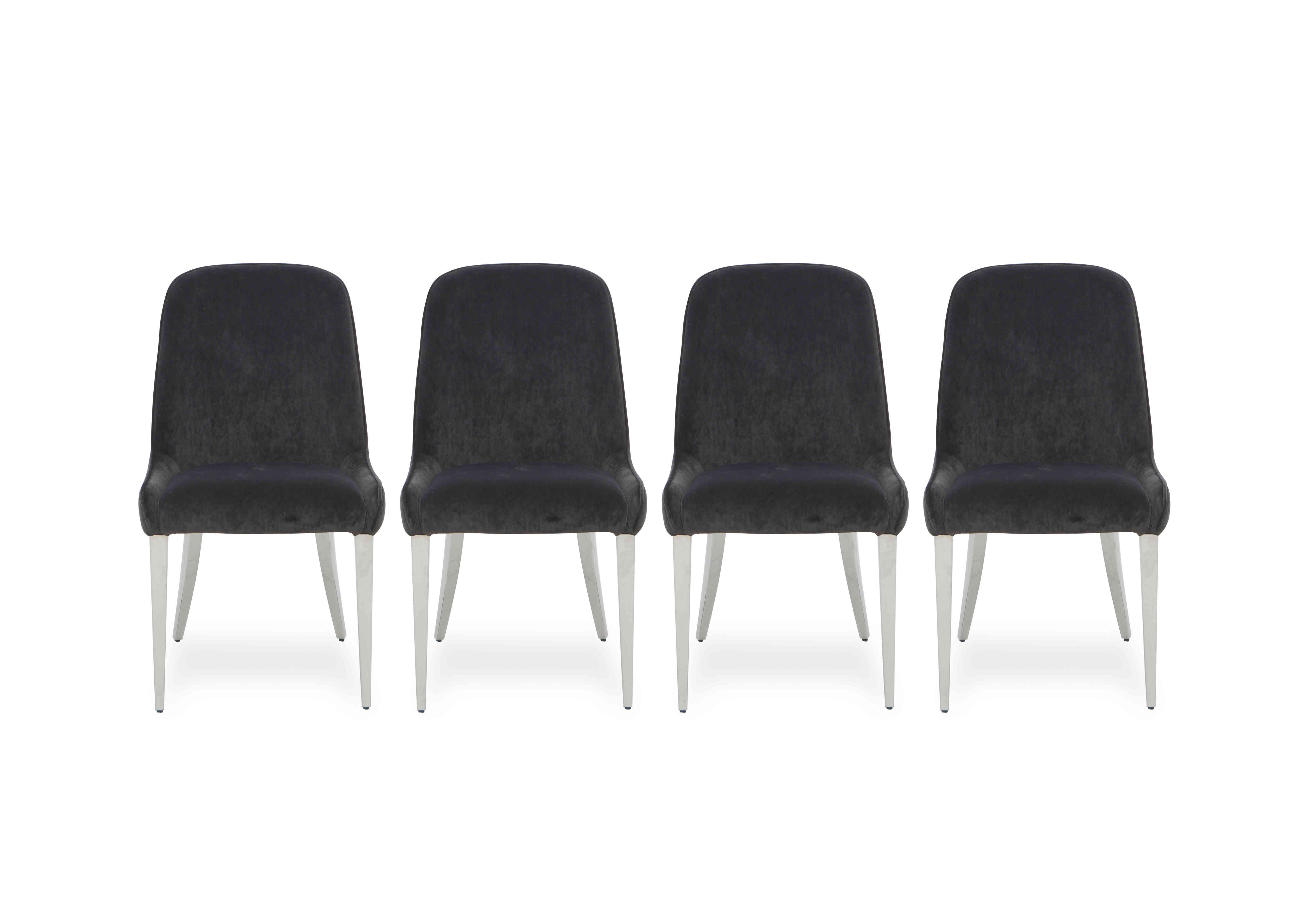 Gabana Set of 4 Velvet Dining Chairs in Charcoal on Furniture Village