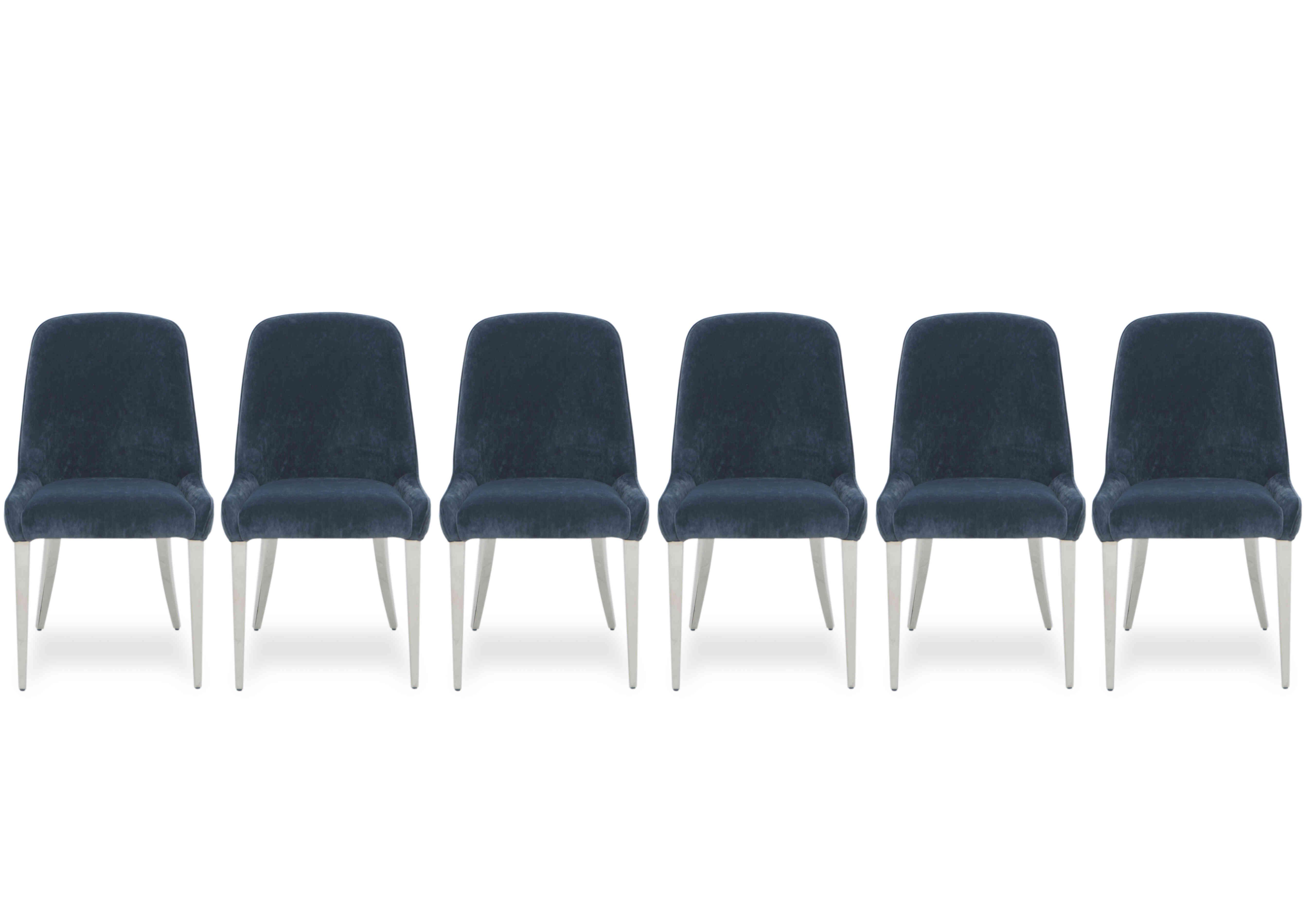 Gabana Set of 6 Velvet Dining Chairs in Blue on Furniture Village